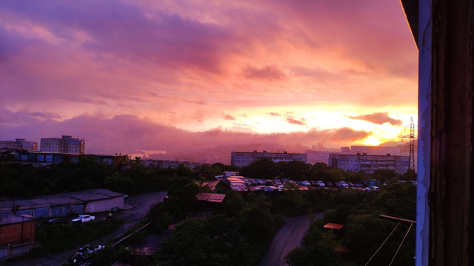 Fiery sunset - My, Vladivostok, Sunset, Video, Longpost