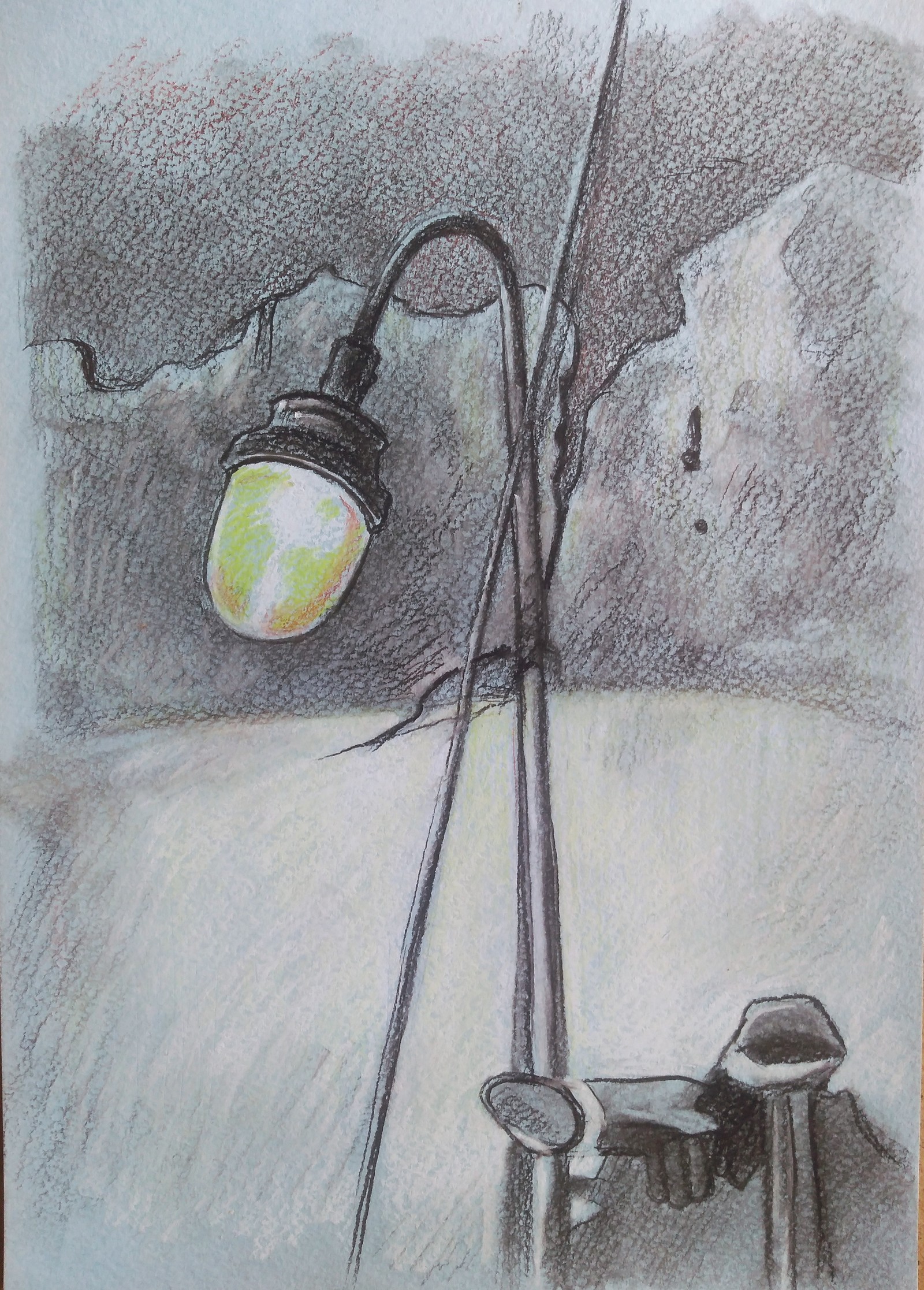 The night Watch - My, Drawing, Graphics, The night Watch, Factory, Lamp, Pencil drawing