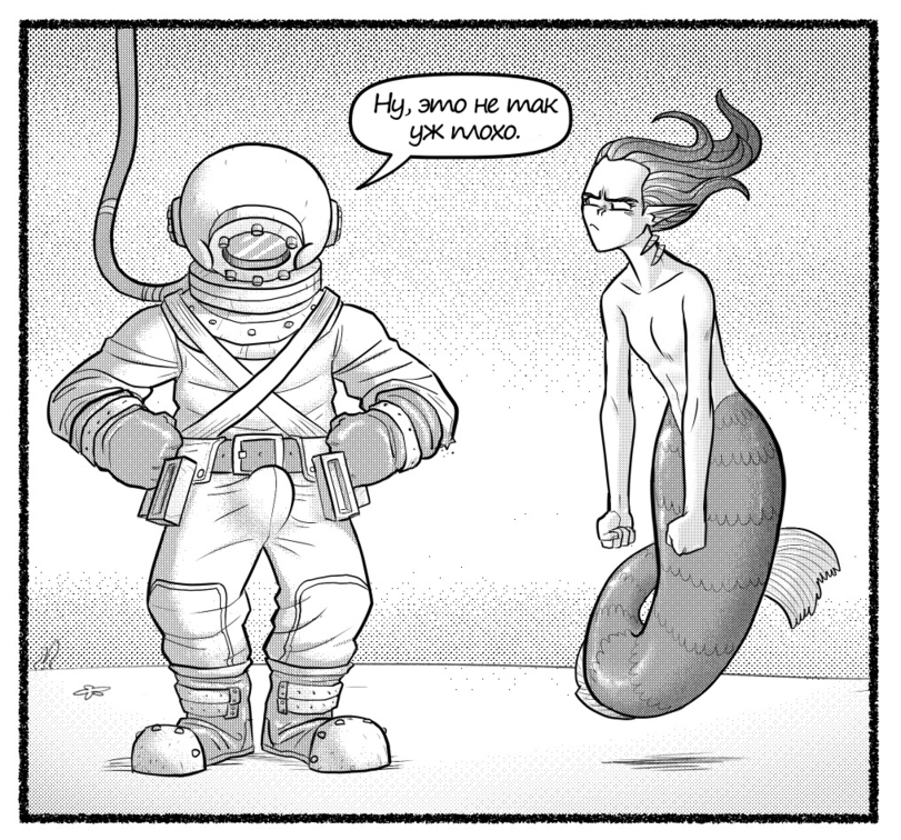 A piece of fish - Comics, Mermaid, Diver, Person, Longpost, Naut bits