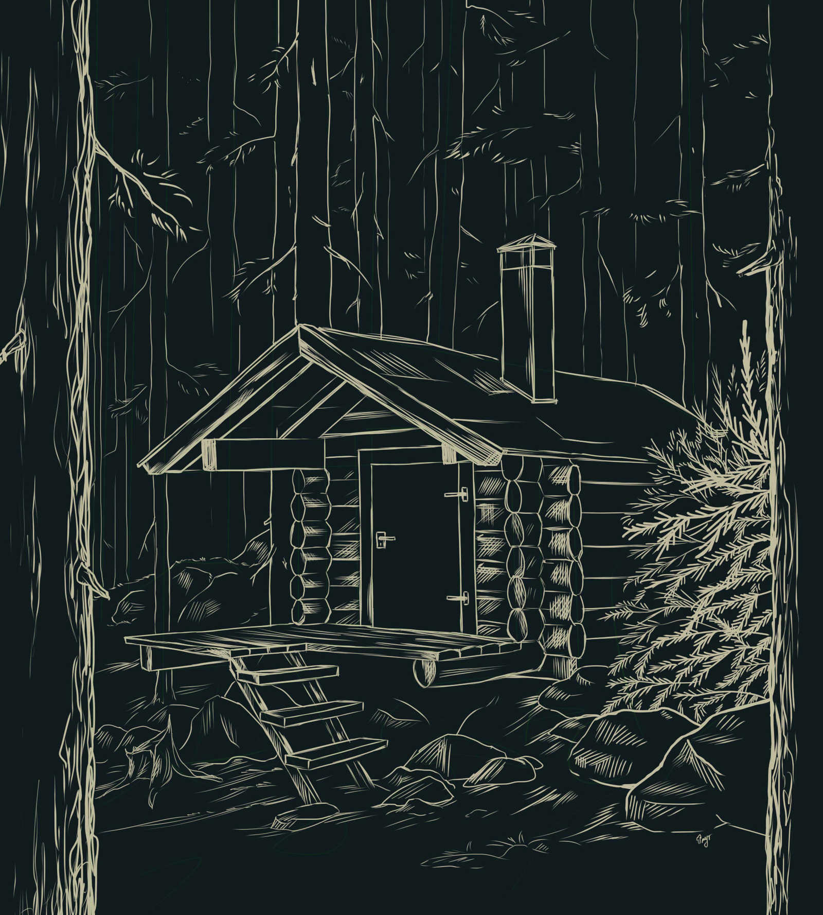 Раскраска Домик в лесу