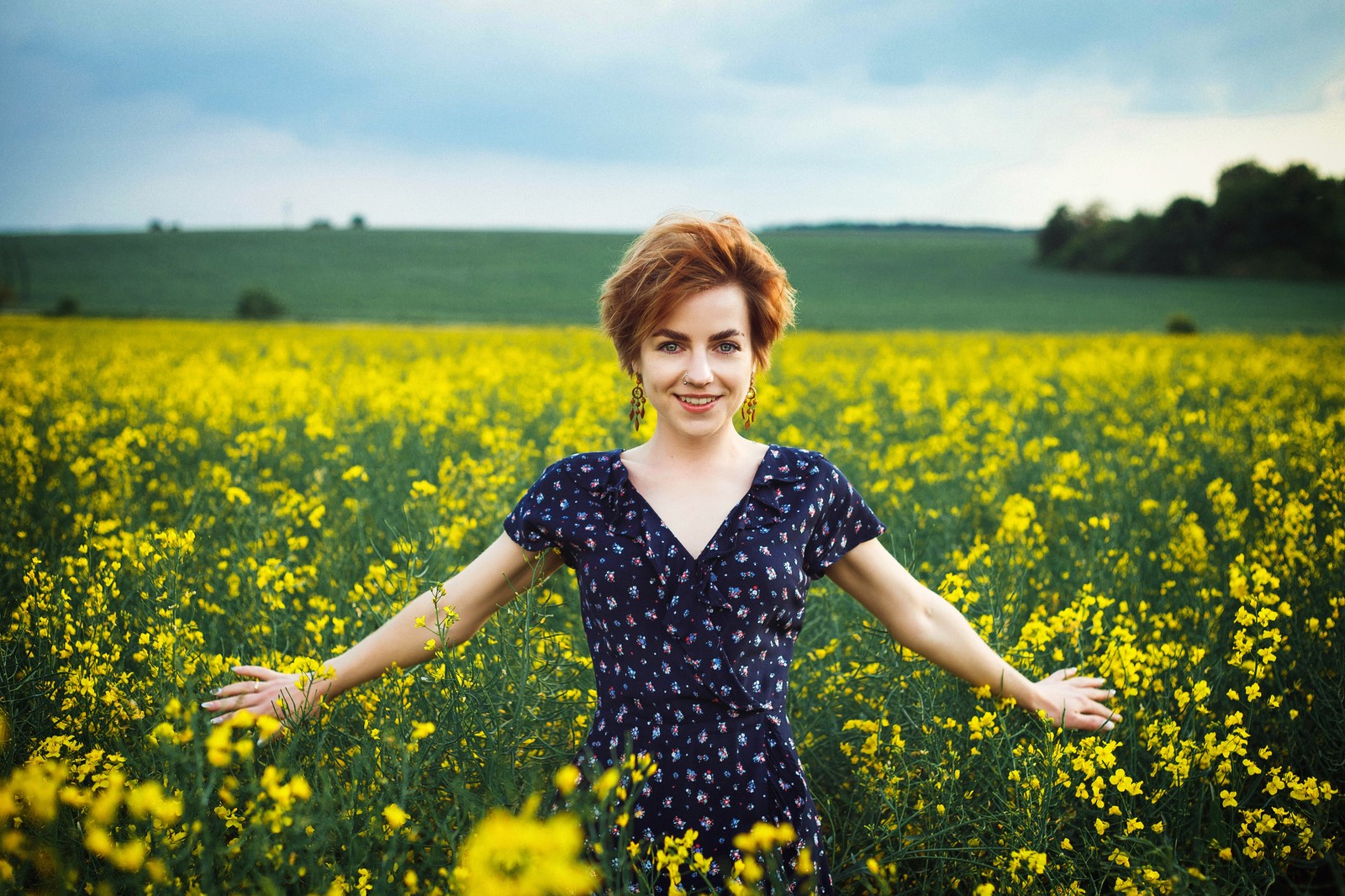 in rapeseed - My, rapeseed field, Beautiful girl, The photo