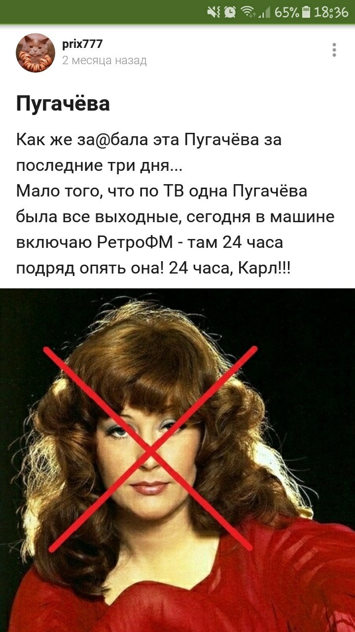 What did you do that Pugacheva doesn’t get off the pancake with a peek-a-boo? - Alla Pugacheva, Enough, Funny, Longpost