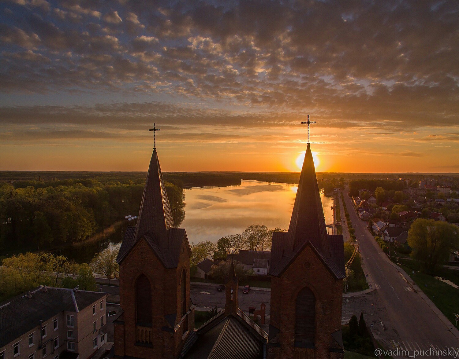 Sunset over hometown - DJI Phantom, Quadcopter, Homeland, Hobby, Republic of Belarus, My