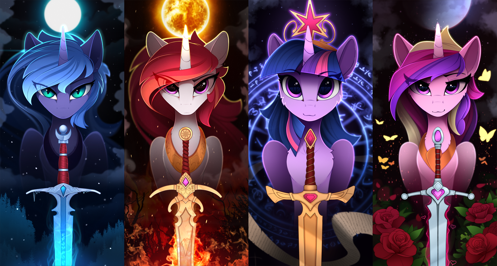 Equestrian Royalty - My little pony, Yakovlev-Vad, Princess luna, Princess celestia, Princess cadance, Twilight sparkle, Art