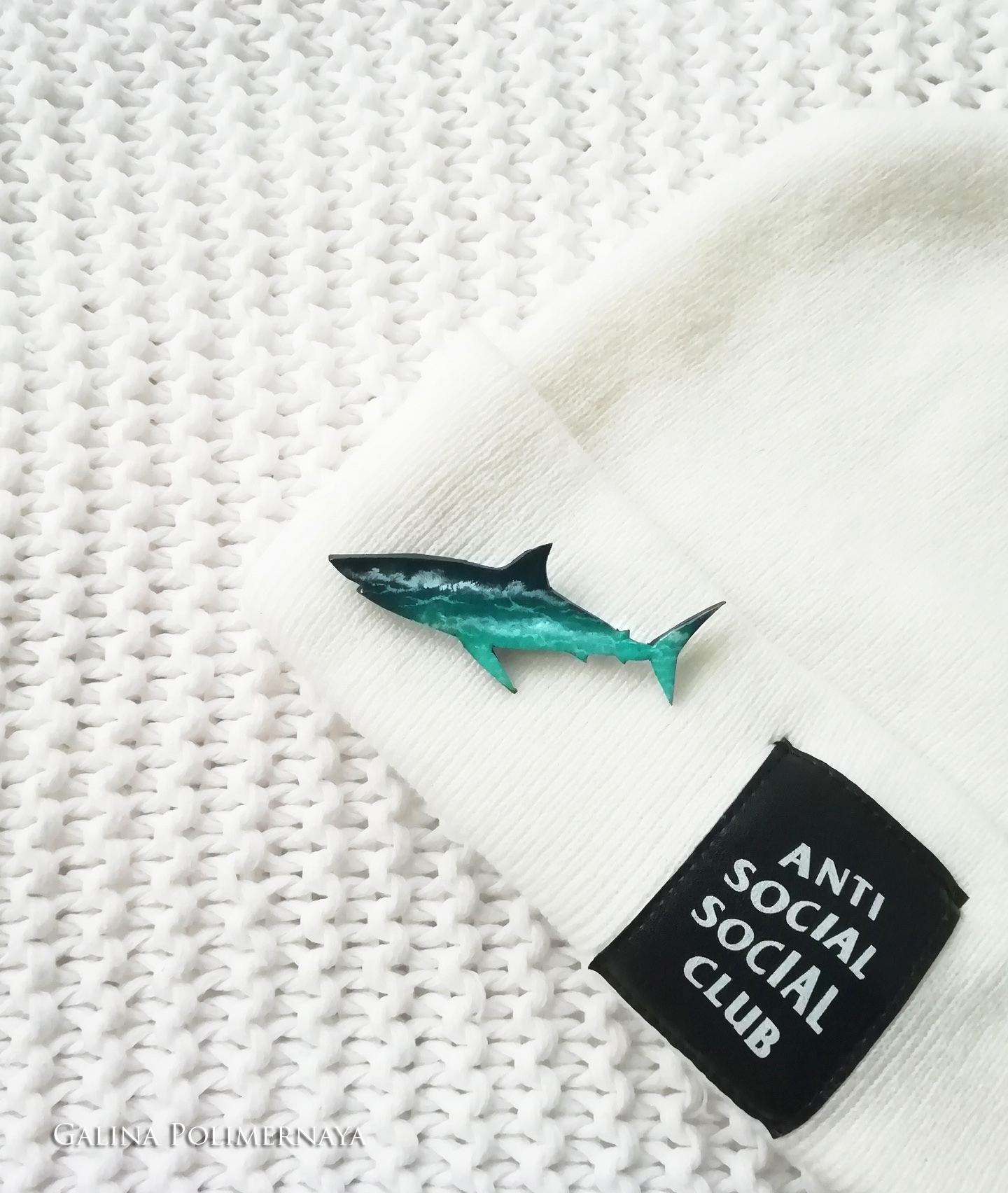 Brooch Shark - My, Shark, Brooch, Sea, Ocean, Needlework without process, Handmade, Painting, Water, Longpost