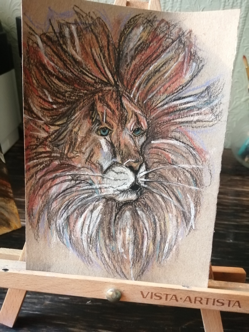 Lions. Pastel and Acrylic. - My, For beginners, Acrylic, Dry pastel, Longpost, Painting