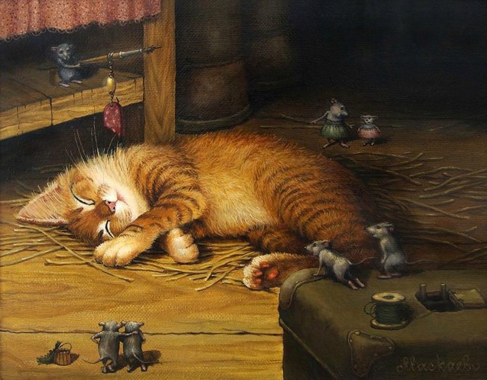 Fabulous life of fabulous cats Alexander Maskaev - Art, Drawing, A selection, cat, , Longpost