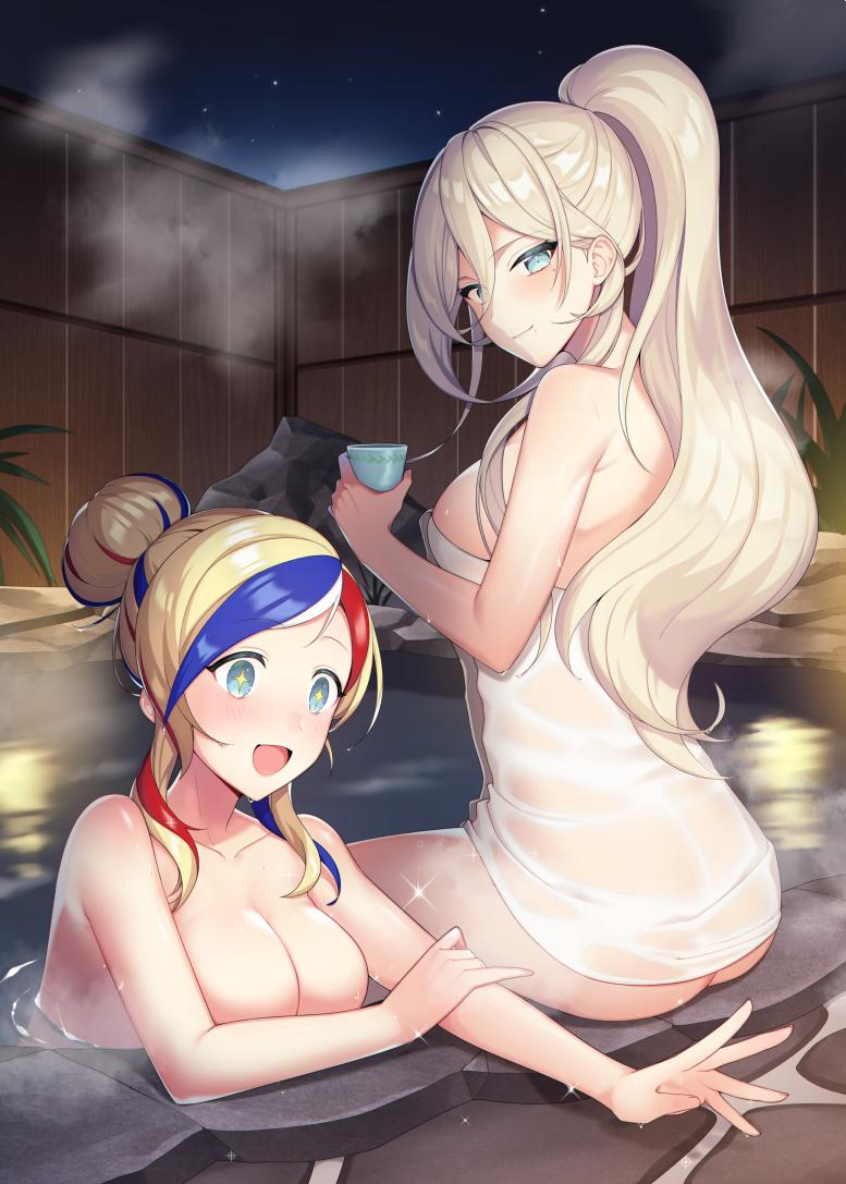 Onsen - Kantai Collection, Richelieu, Commandant Teste, Аниме, Anime Art, Onsen