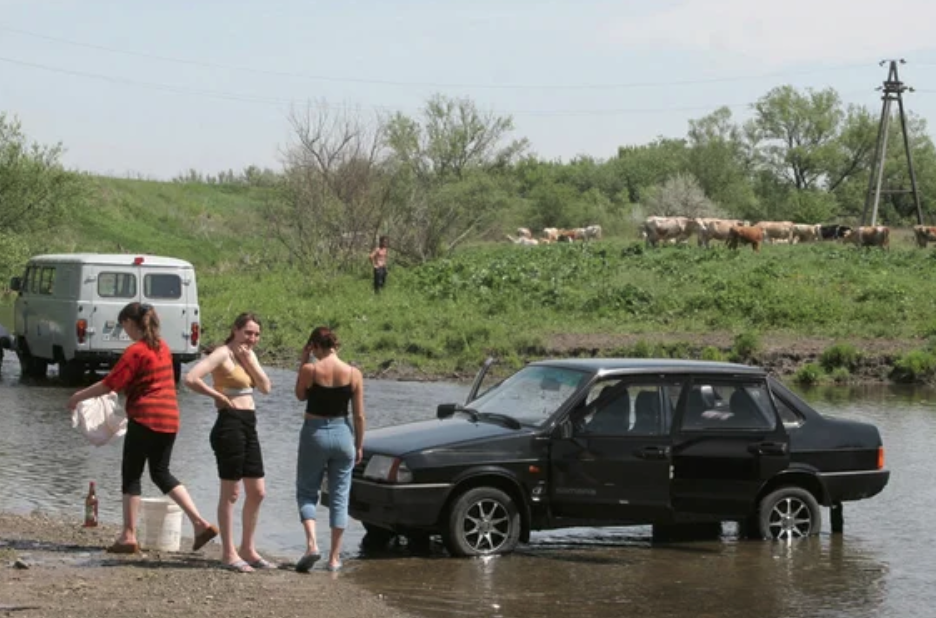 Car wash in the river - “What is it?” - Auto, Car wash, Cattle, Cattle on the roads, Autoham, Biological waste, Longpost