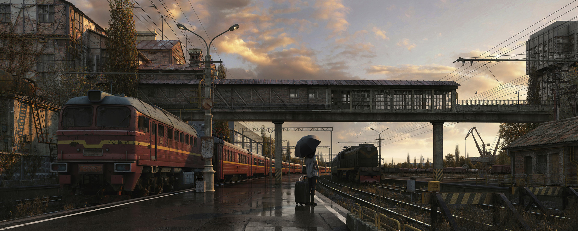 Far away from home. - Art, Railway, Girls, Expectation, Travels, Longpost, , 3D