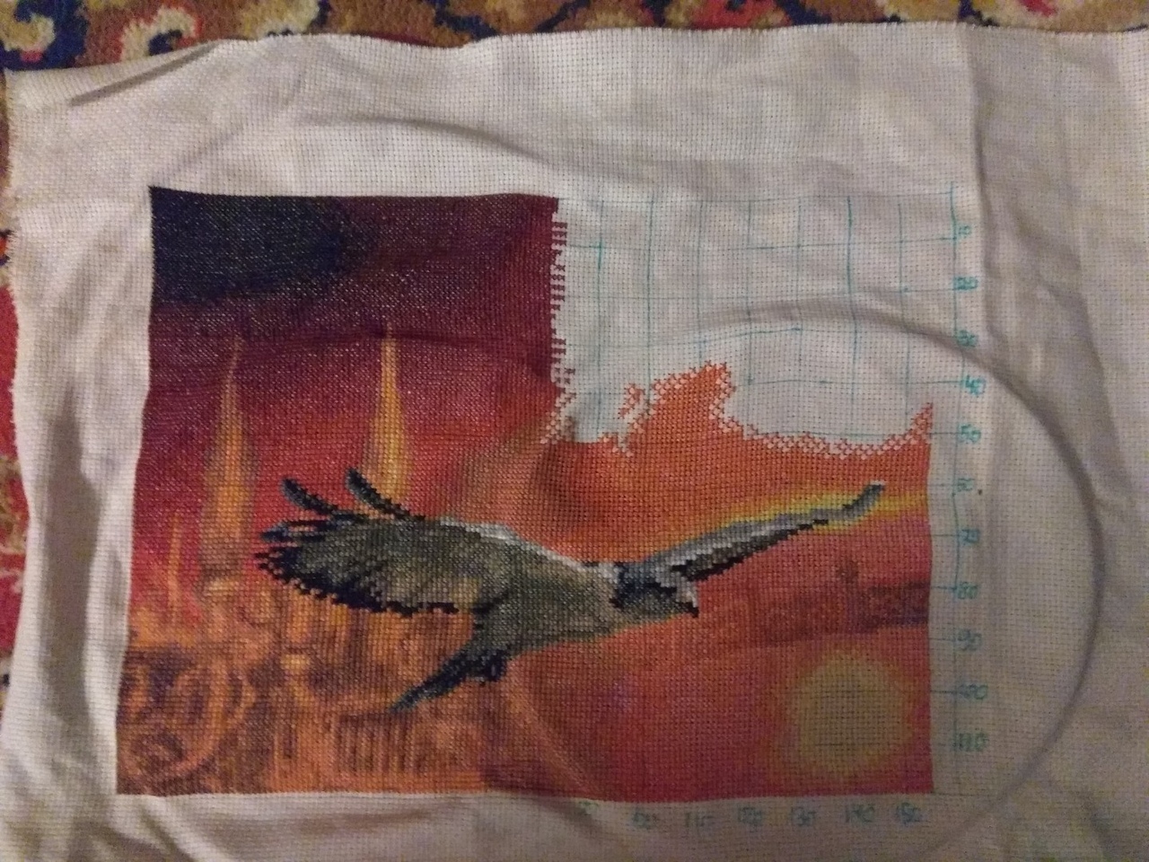 Two skies - My, Embroidery, Eagle, Creation, Longpost