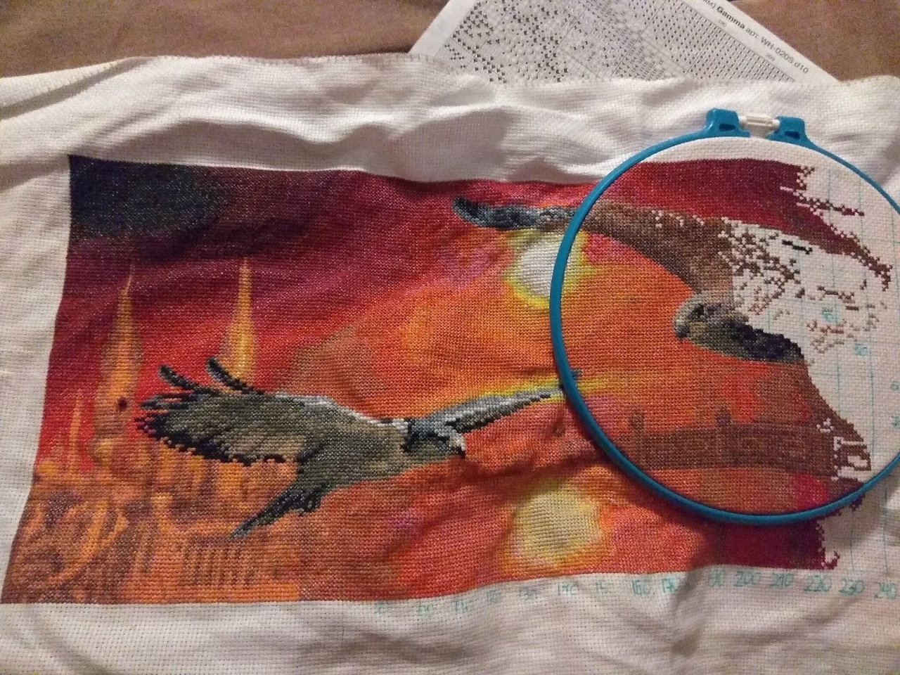 Two skies - My, Embroidery, Eagle, Creation, Longpost