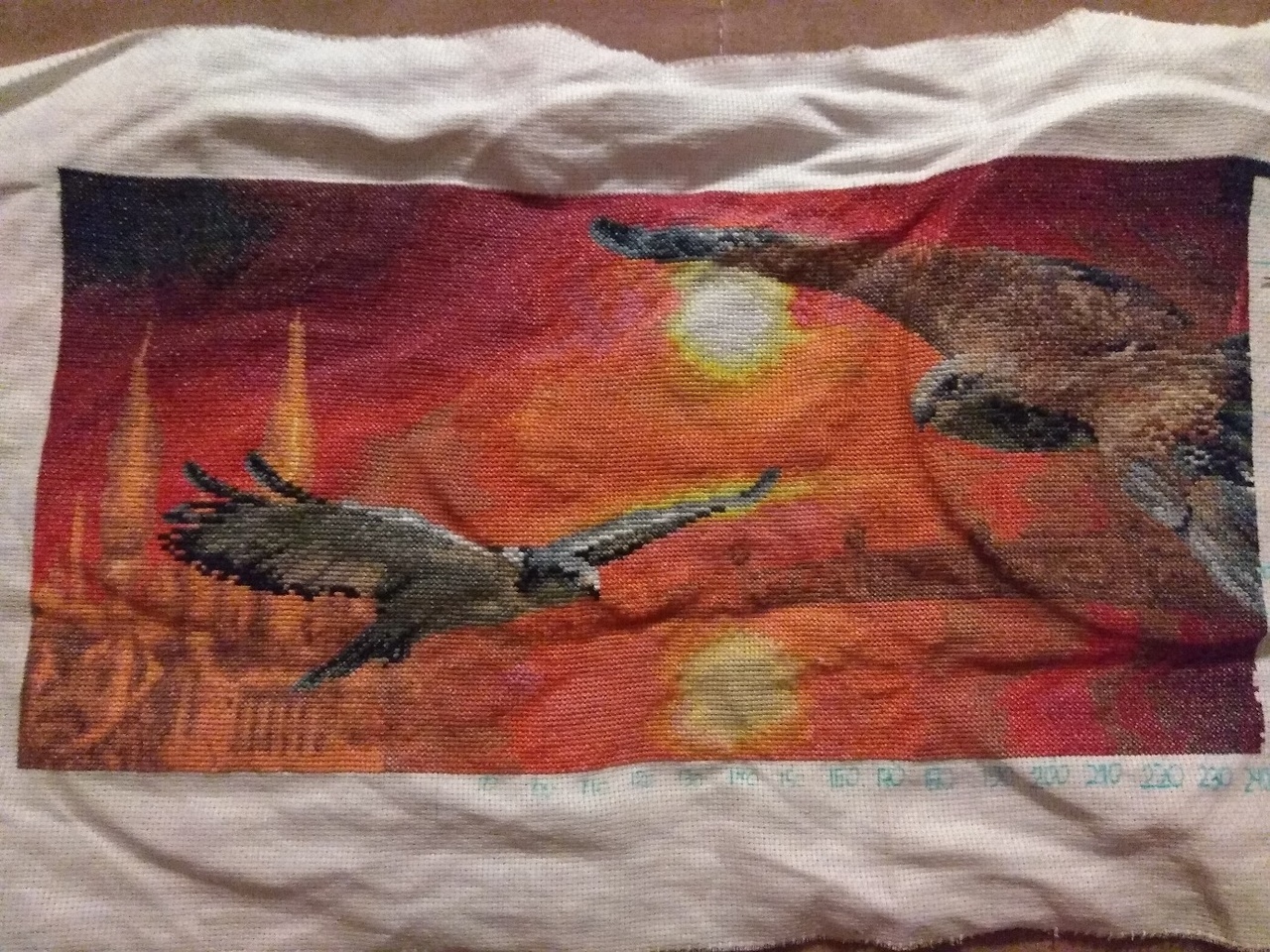 Two skies - My, Embroidery, Eagle, Creation, Longpost