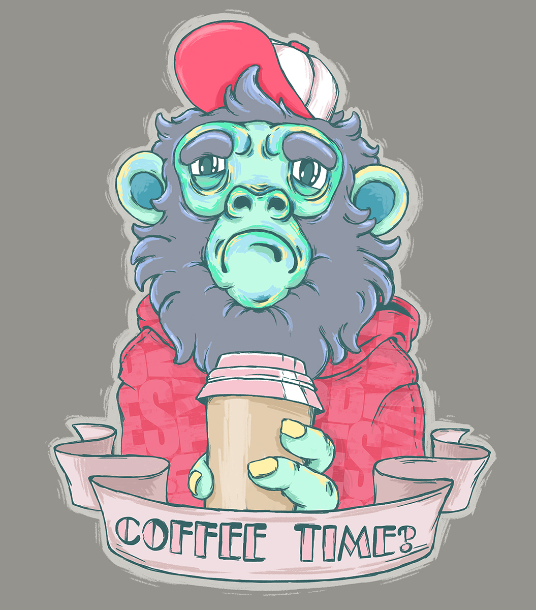 time for coffee - My, Beaver draws, Photoshop, Coffee, Morning, Drawing, Sketch, Longpost, Digital drawing, Emotions