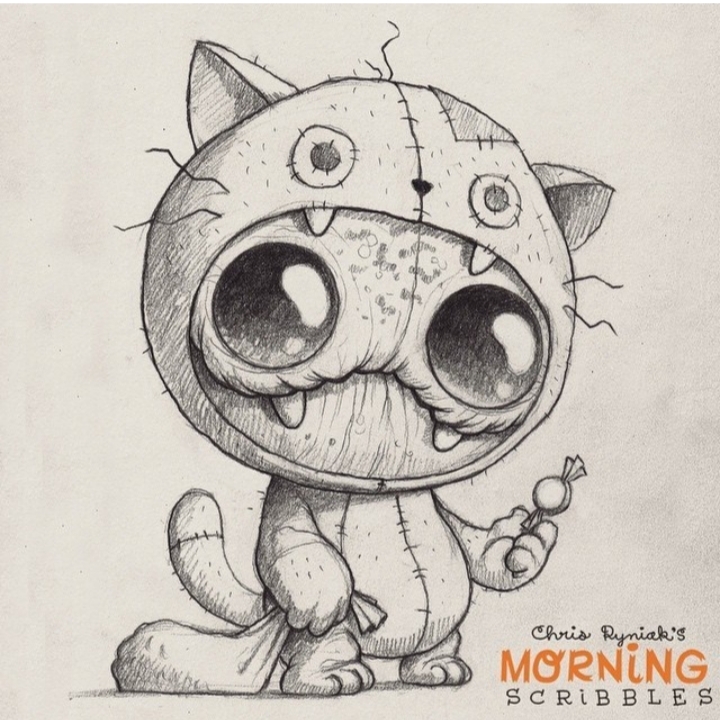 Чудики )))) - Chris Ryniak, Милота, Рисунок, Длиннопост, Morning scribbles, Монстр