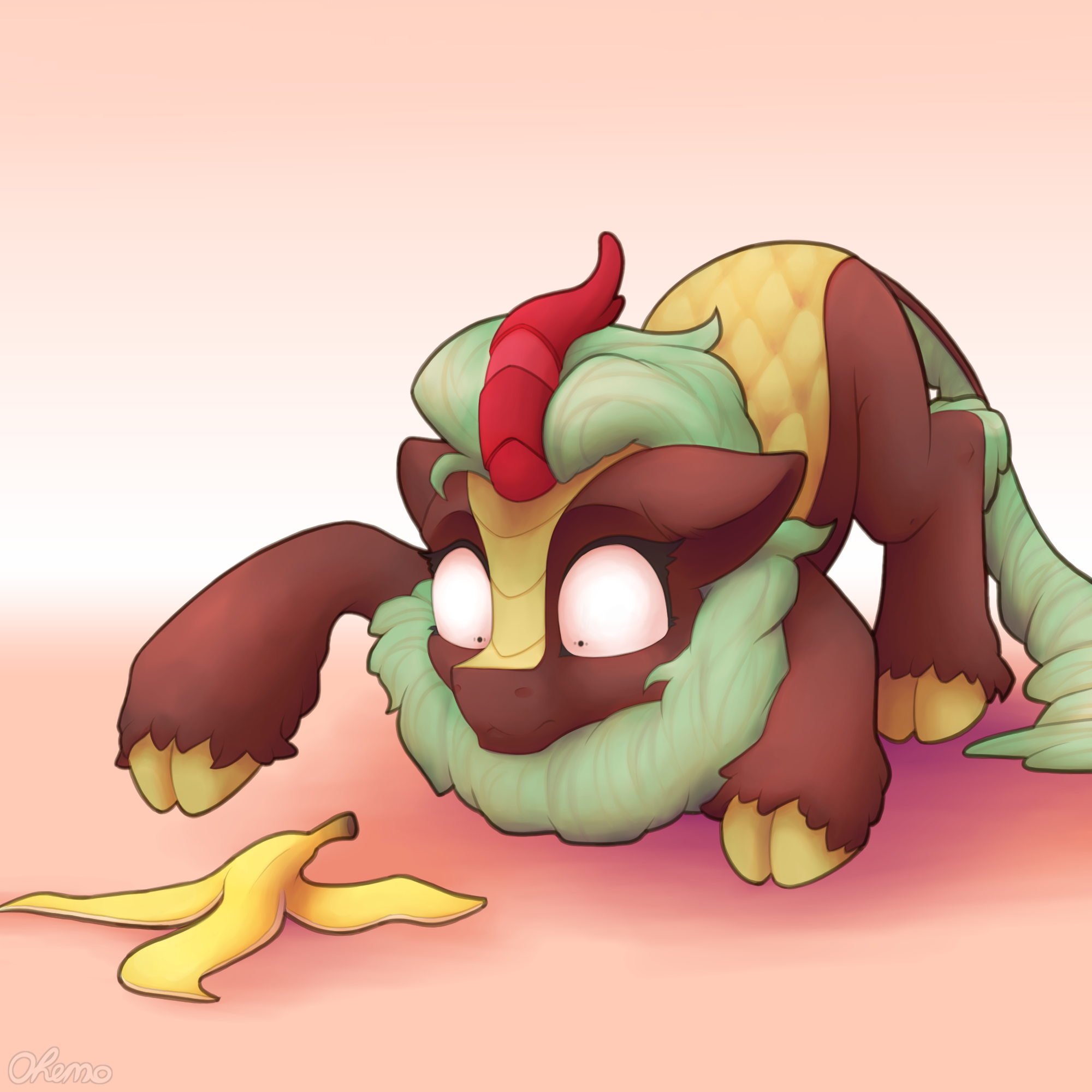 Kirin have a complicated relationship with bananas. - My little pony, PonyArt, MLP Kirin, Cinder glow, Ohemo