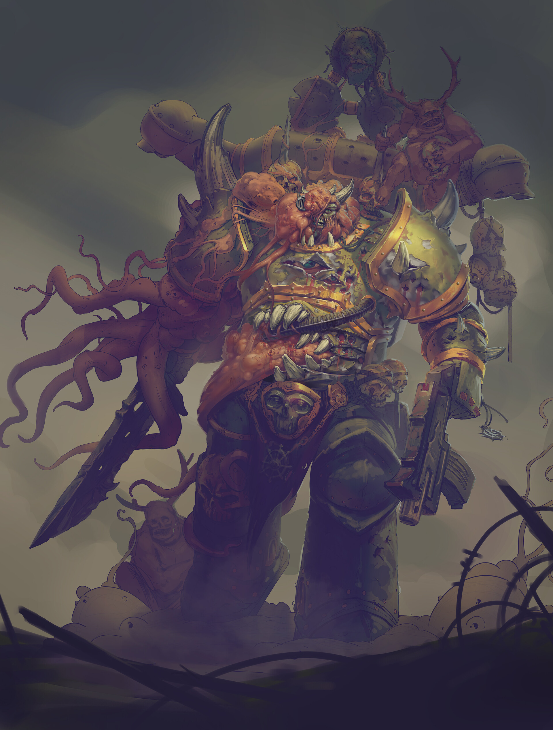 Nurglemarine - Warhammer 40k, Plague marine, Chaos space marines, Chaos, Wh Art, Art