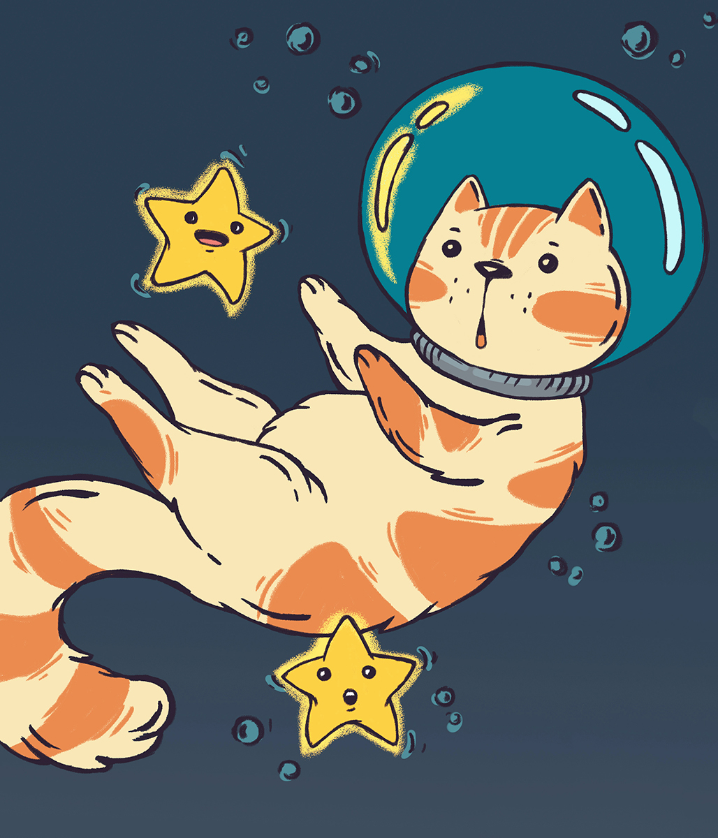 Space - My, Beaver draws, Art, Drawing, cat, Hamster, Digital drawing, Longpost, Space