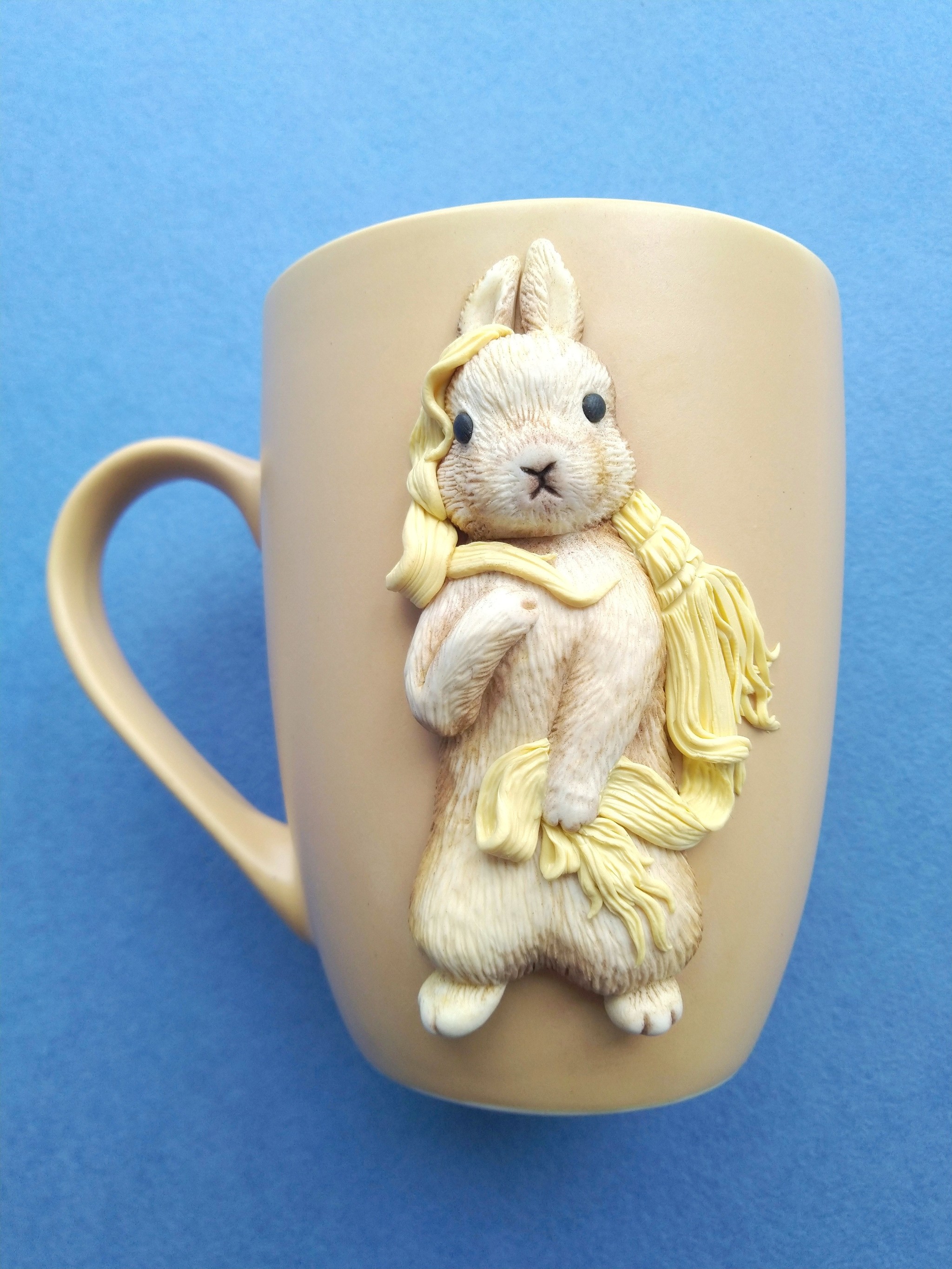 Birth of Venus - My, Polymer clay, Mug with decor, Decor, Venus, Hare, Longpost