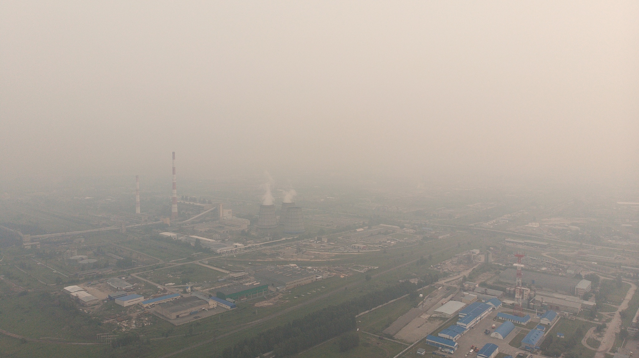 Mist over Barnaul - My, Smog, Smoke, Fire, Town, Barnaul, The photo, Drone, Forest fires