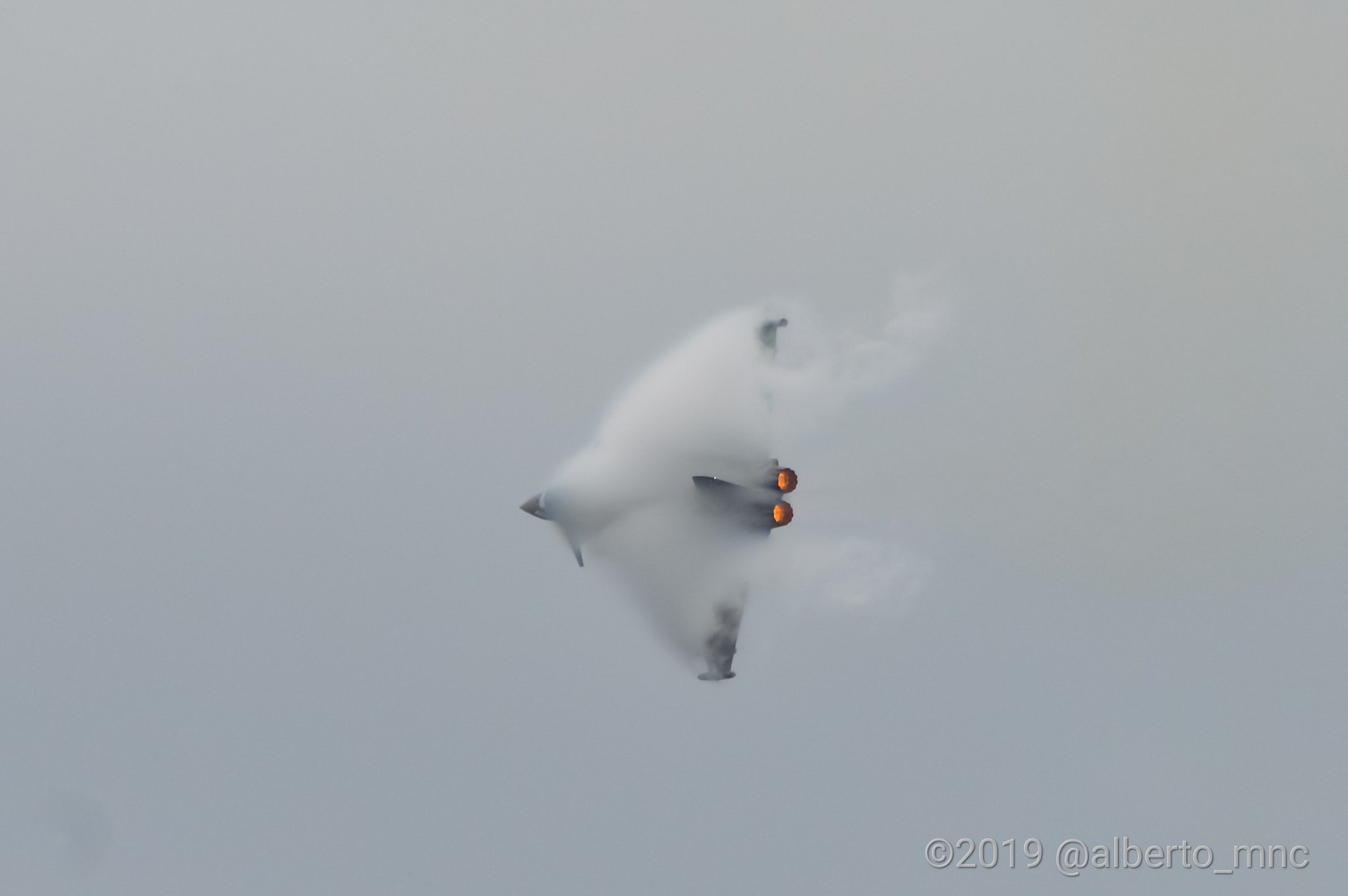Typhoon in the fog - Fighter, , Aviation, The photo, Interesting, Prandtl-Gloert effect, Condensation trail