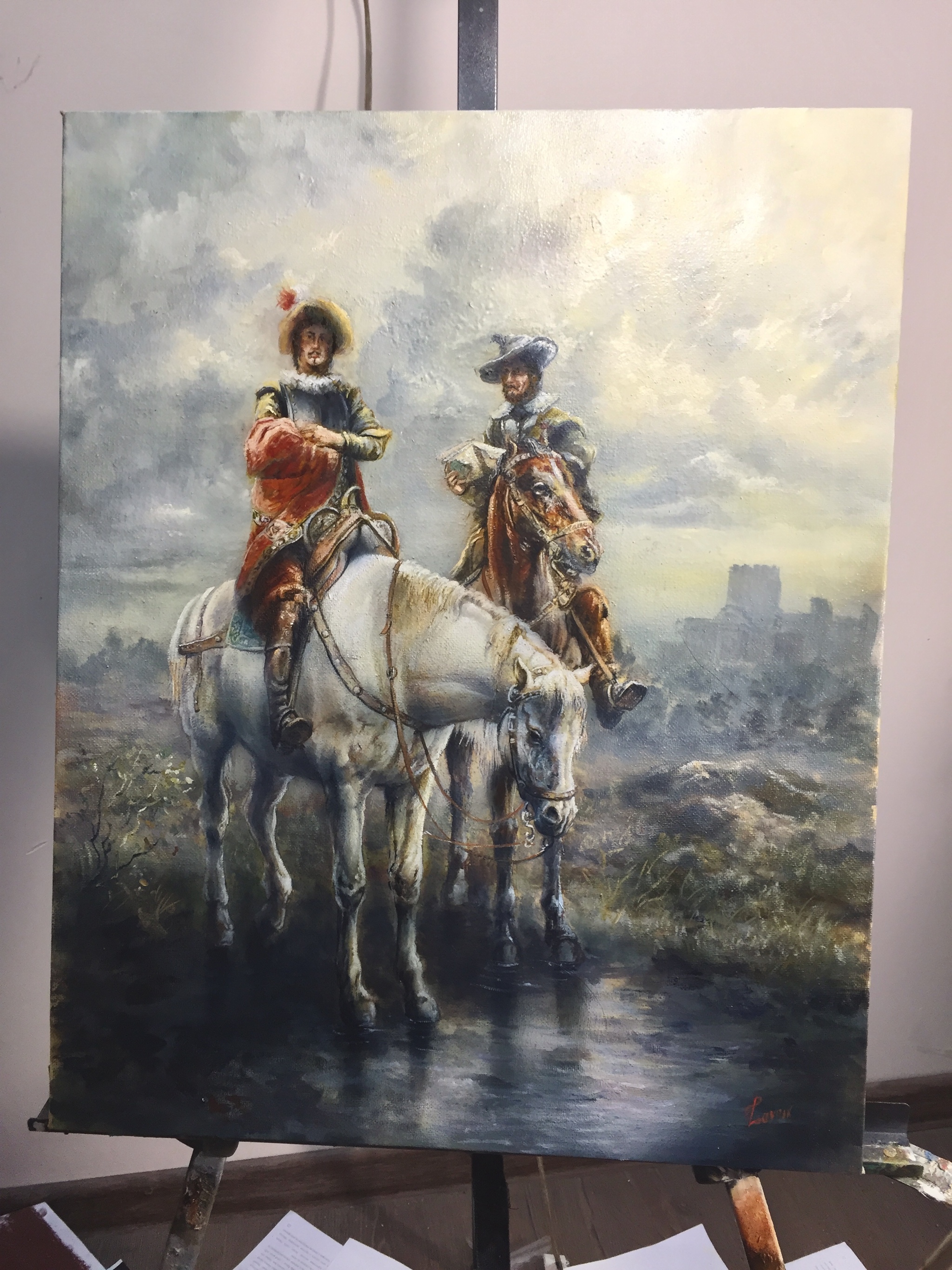 Conquistadors - My, Conquistadors, Knight, Art, Oil painting, Painting, Conversation piece, Longpost, Rider, Painting