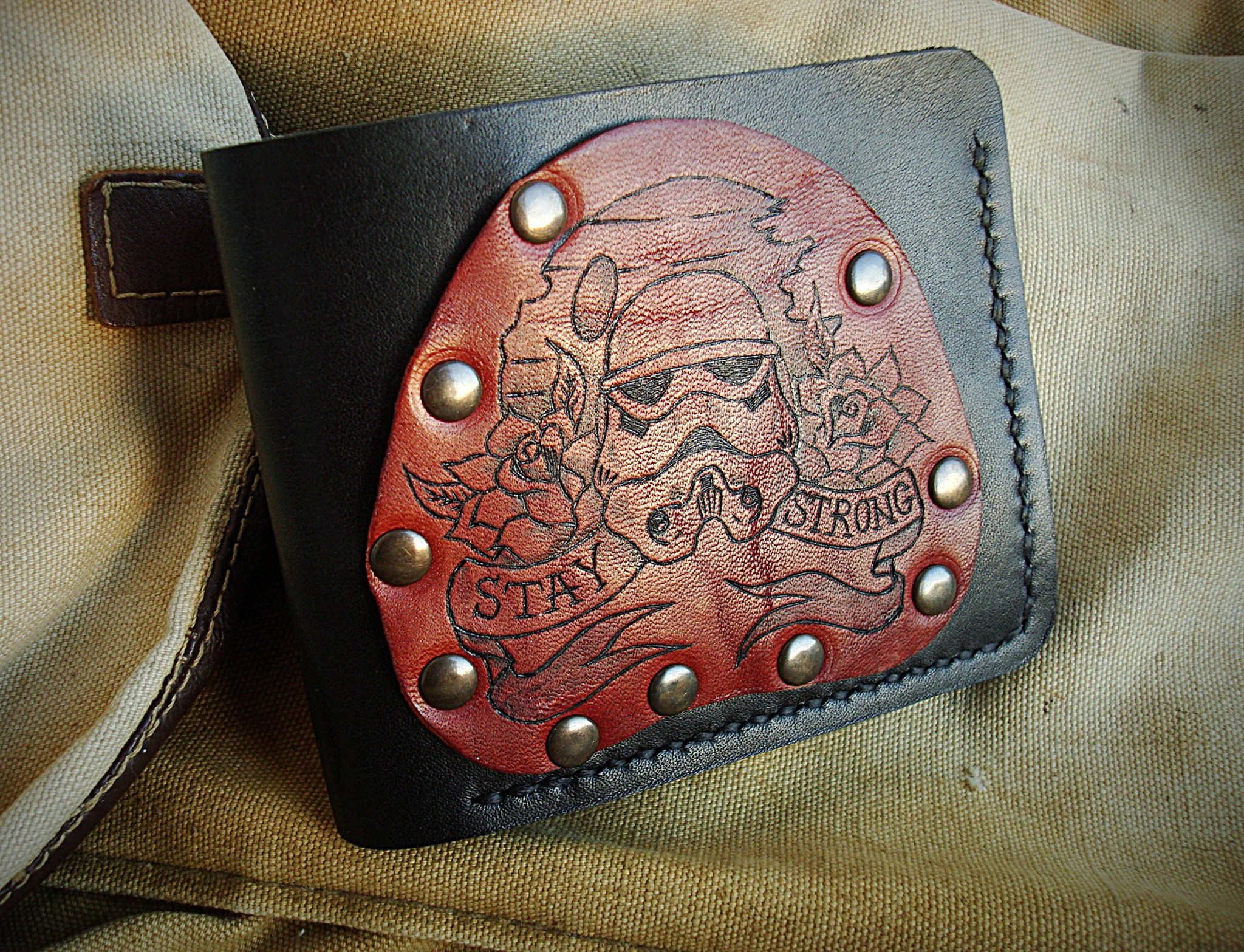 Stay Strong Leather Wallet - My, Wallet, With your own hands, Handmade, Purse, Longpost