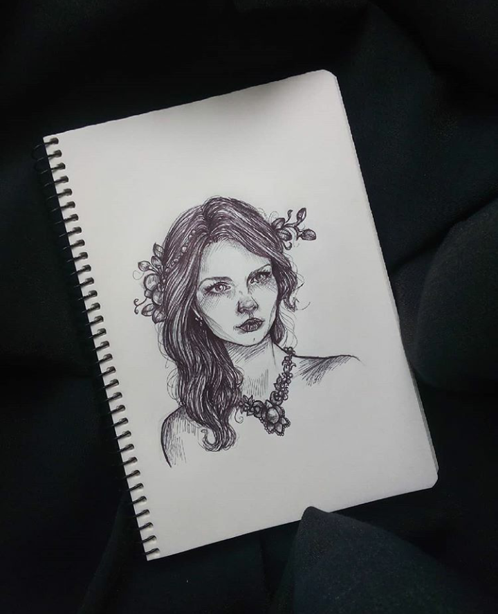 Female portrait - My, Drawing, Portrait, Girls