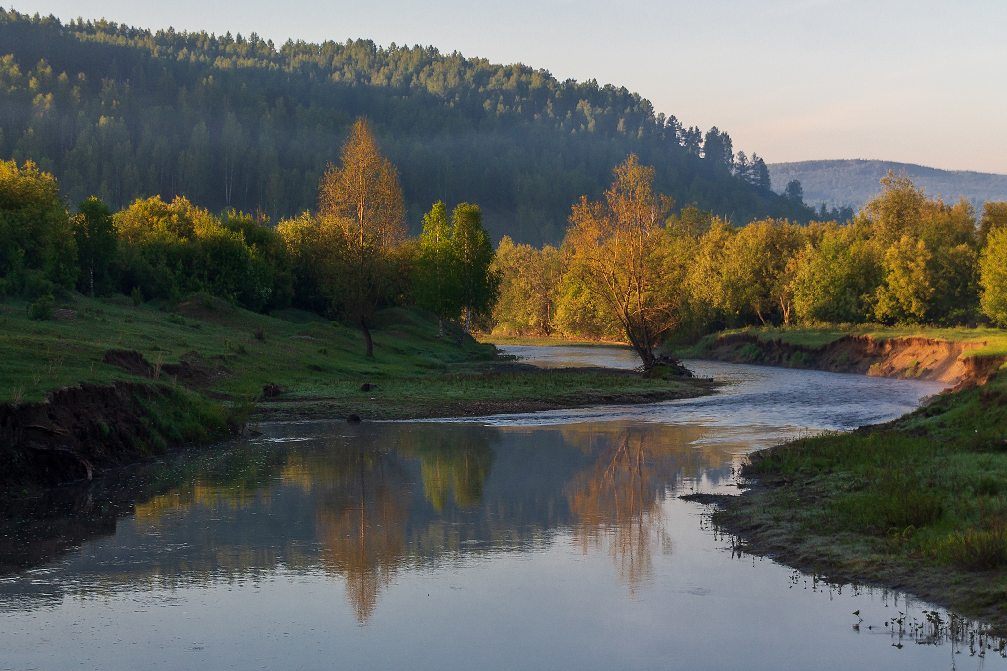 Dawn on the Red River - My, The photo, Southern Urals, Beginning photographer, red river, dawn, Fog, River