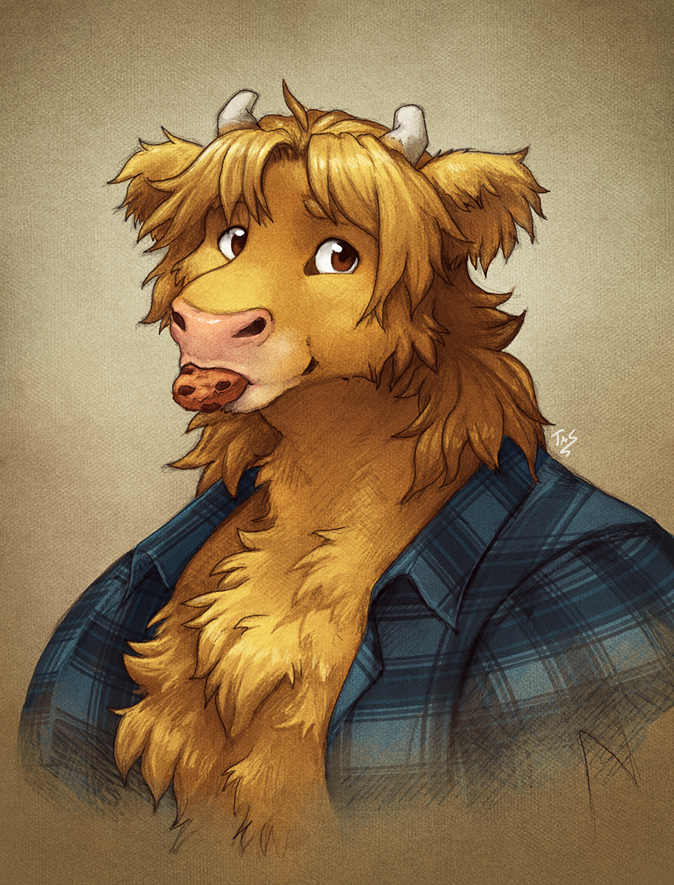 Cookies n Fluff - Furry, Furry art, Furry Cow, Highland, Cookies, Fluffy, Portrait, Tasanko