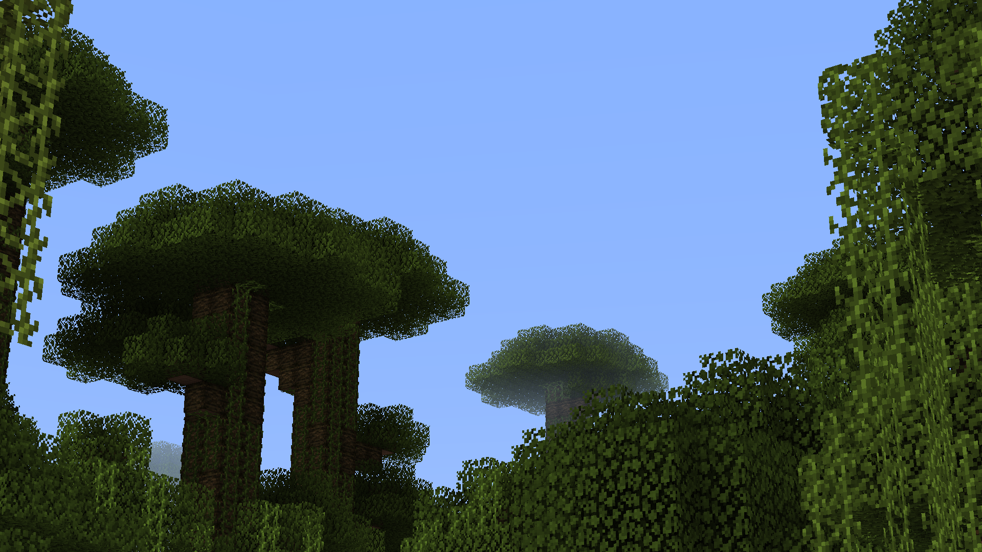 These tall jungle green mushrooms are what nature has tried to do, they look so much like trees! - My, Minecraft, The photo, Forest, Jungle, Desktop wallpaper