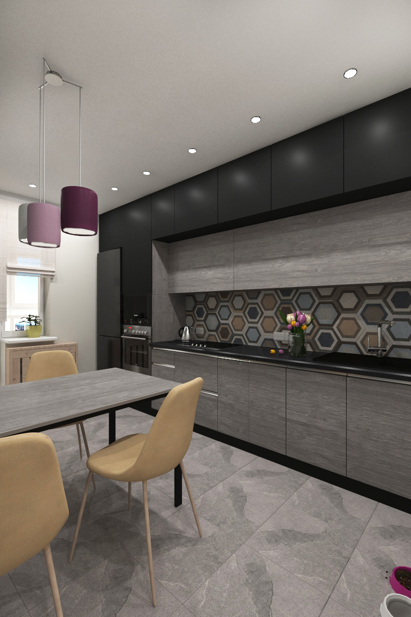 Design of a one-room apartment 44.3 m2 - My, Interior Design, Designer, Longpost, cat, Material