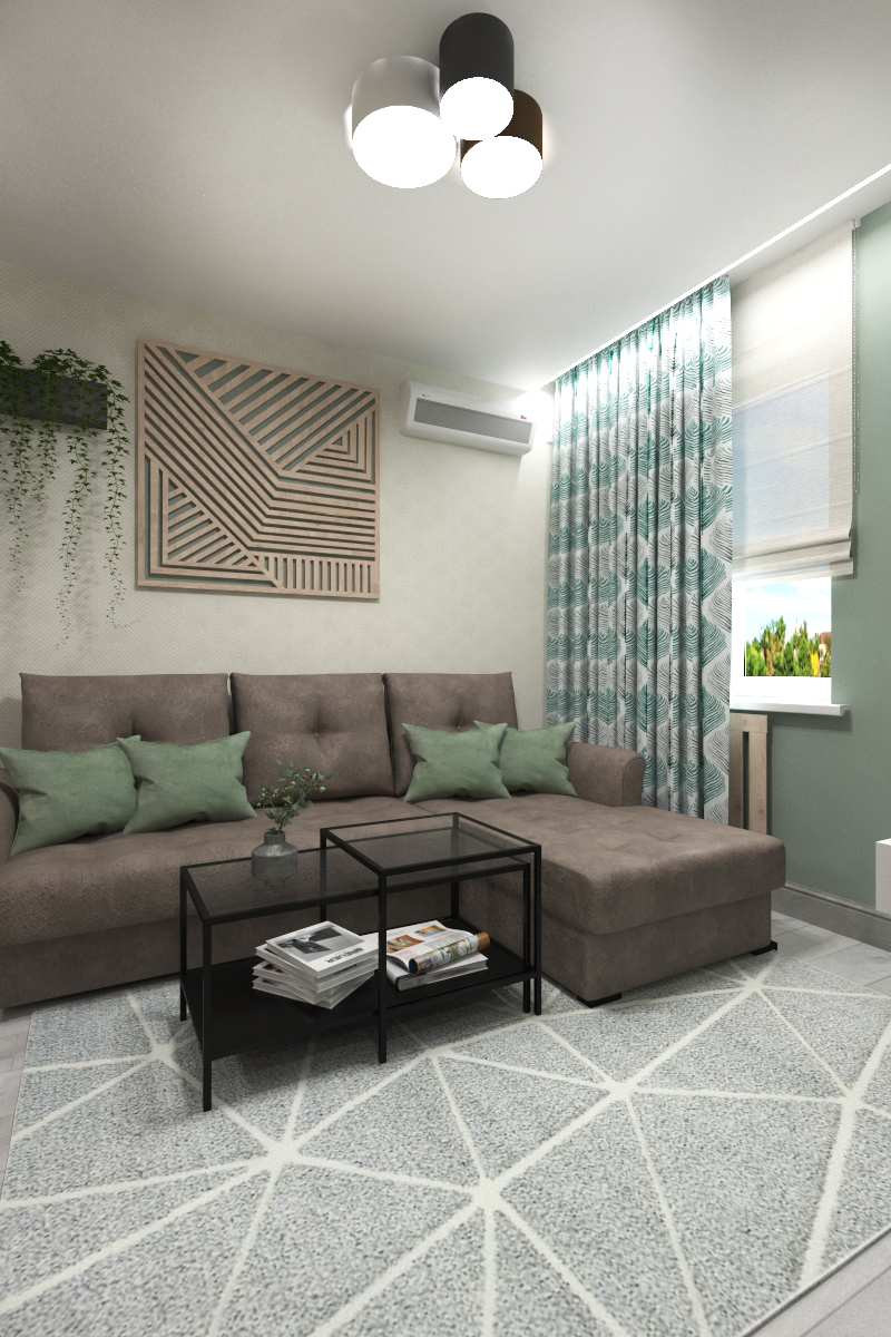 Design of a one-room apartment 44.3 m2 - My, Interior Design, Designer, Longpost, cat, Material