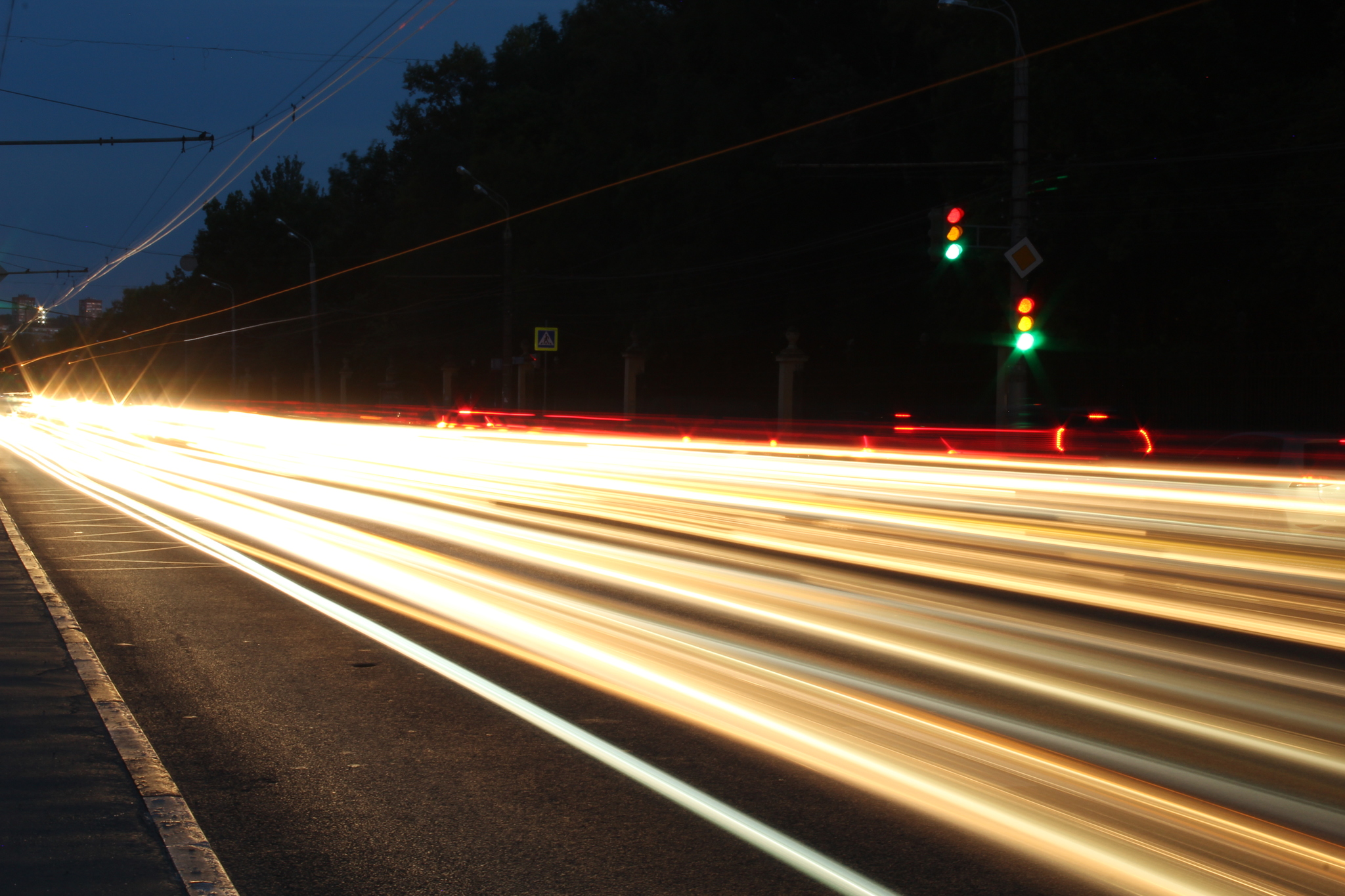 Beams on the turn - My, Beginning photographer, Long exposure, Road, Canon 4000d, Longpost