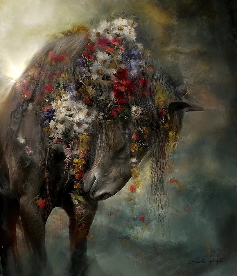 Flowers - Horses, Painting, Flowers