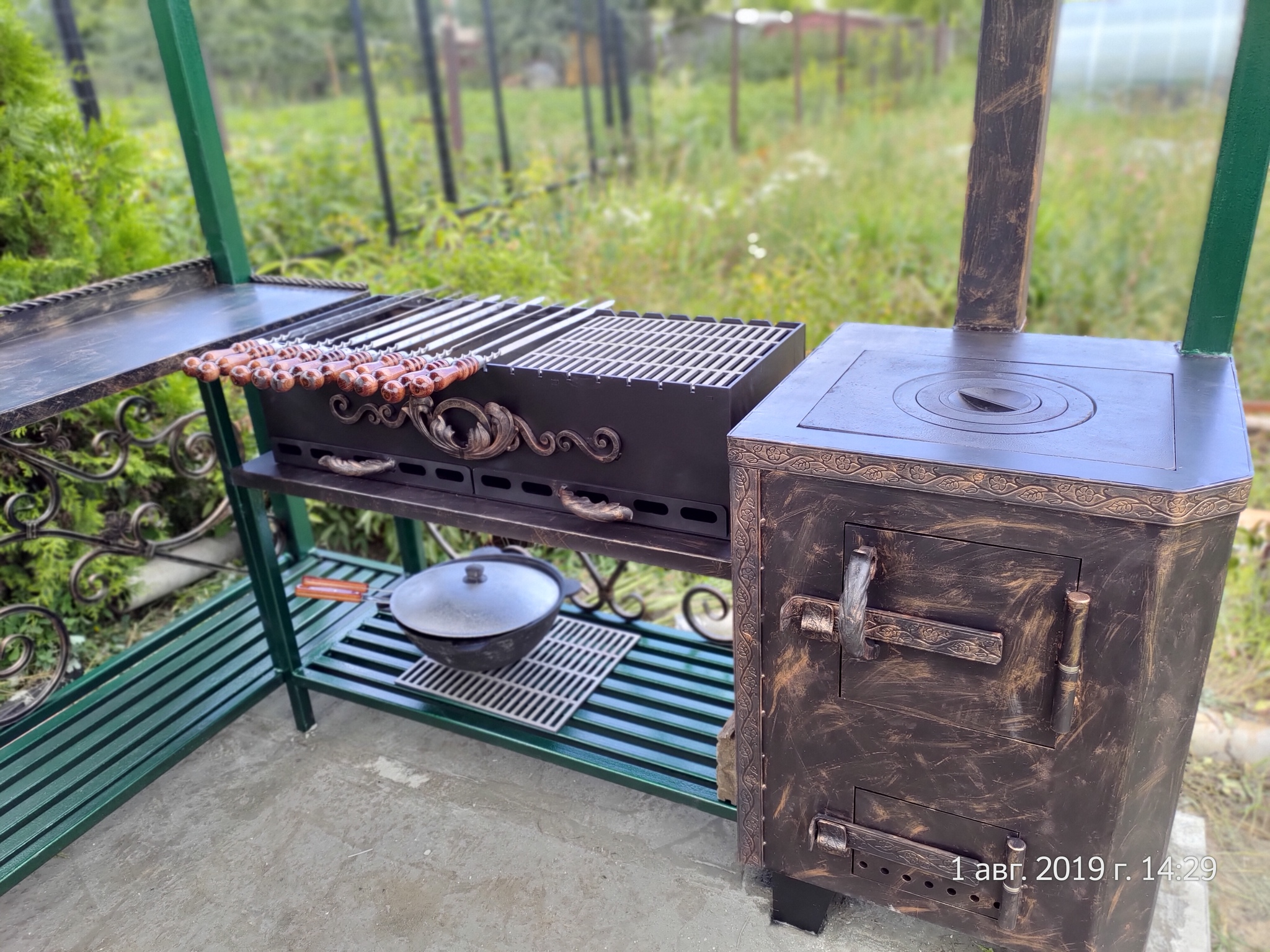 Gazebo with stove and barbecue. - My, Brazier, Shashlik, Carefully, Kazan, Pilaf, Longpost