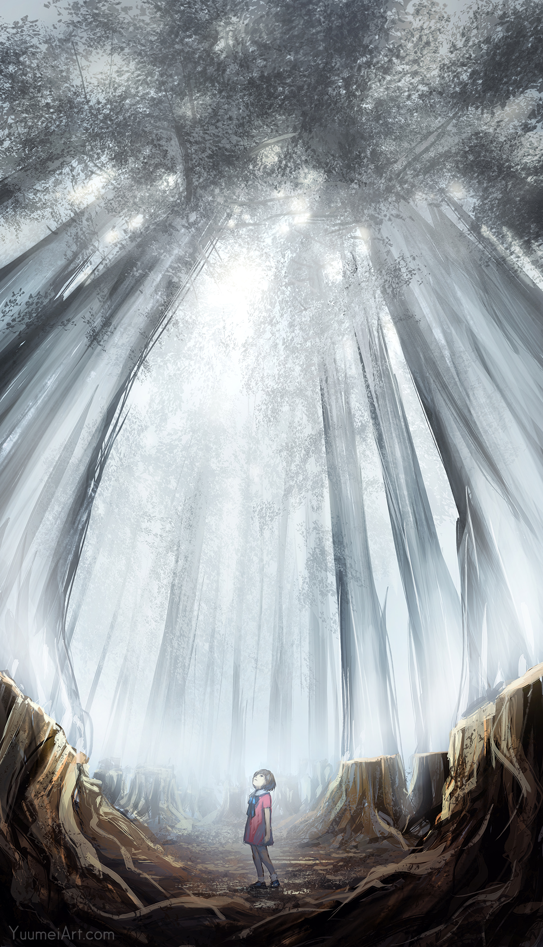 Once Upon A Time - Art, Digital drawing, Forest, Deforestation, Felling, Tree, Yuumei