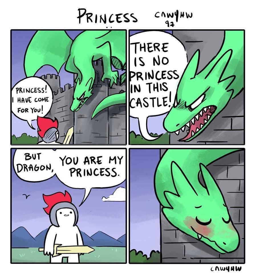 Princess Rescue - Comics, Knight, The Dragon, Lock, Princess, Dragon and Knight, Caw4hw