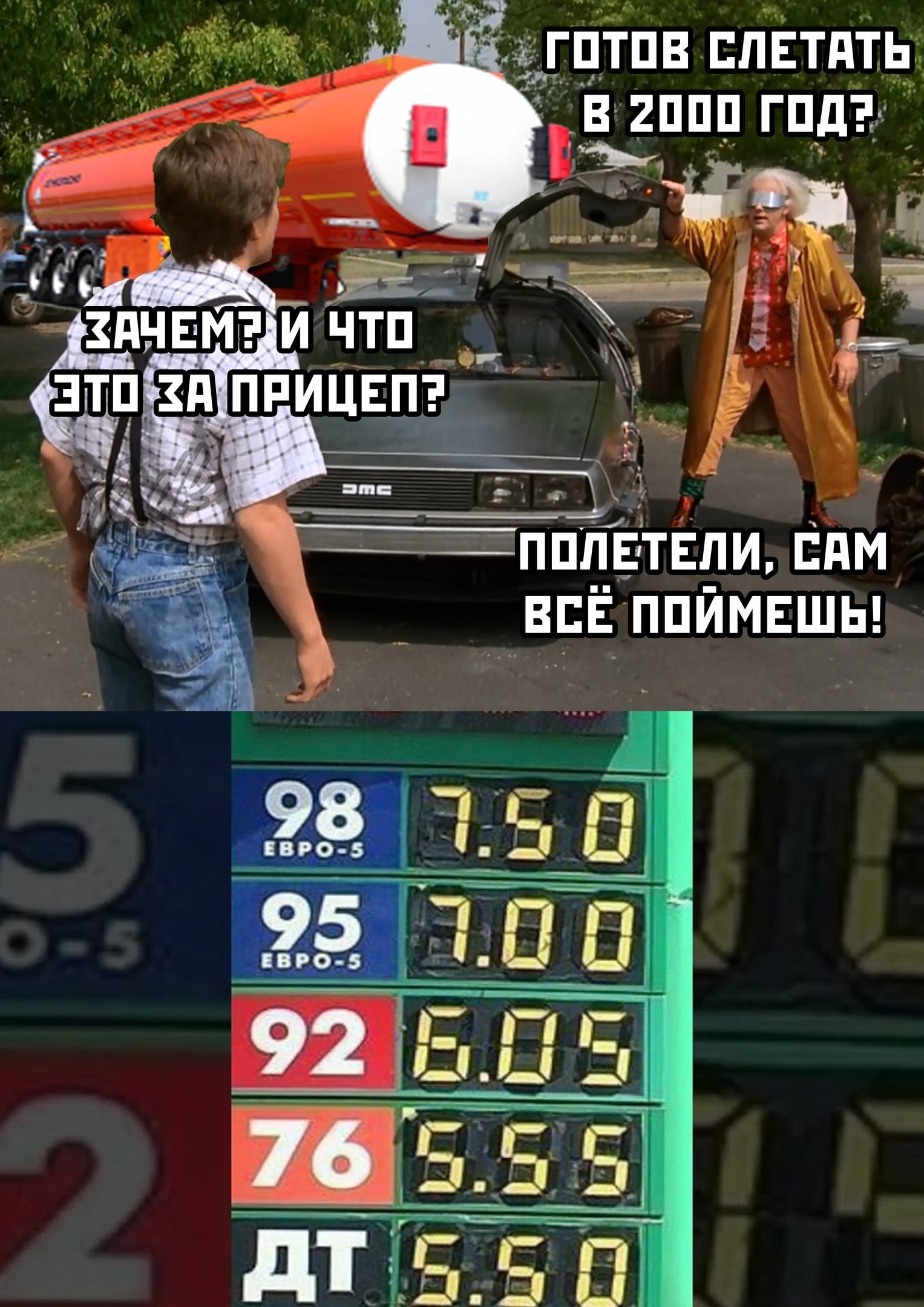 Return to the past - Gasoline price, Memes, Назад в будущее, Back to the future (film)