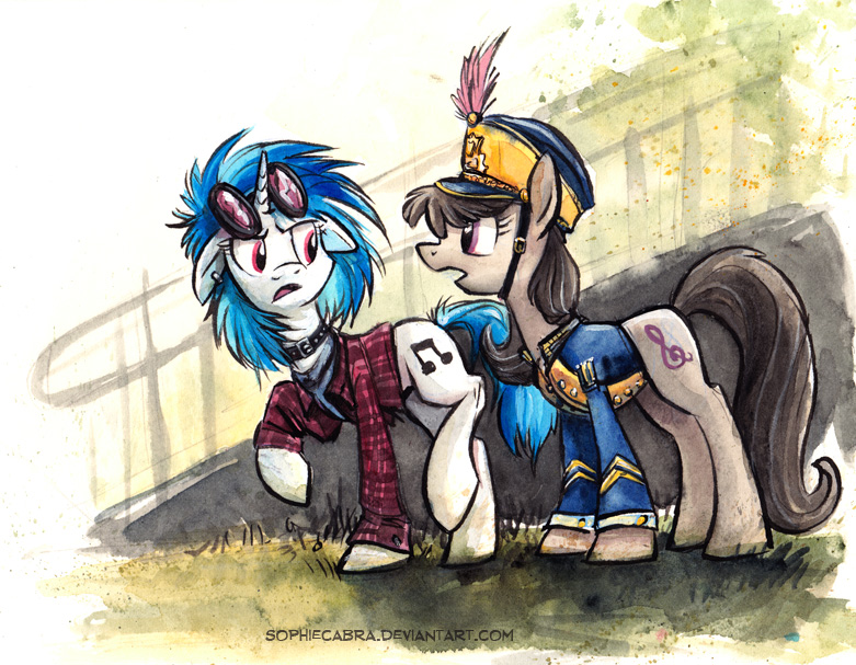 Vinyl and Octavia - school years - My little pony, Vinyl scratch, Octavia melody, Art, Longpost, Traditional art, Collab, Spainfischer, Kenket