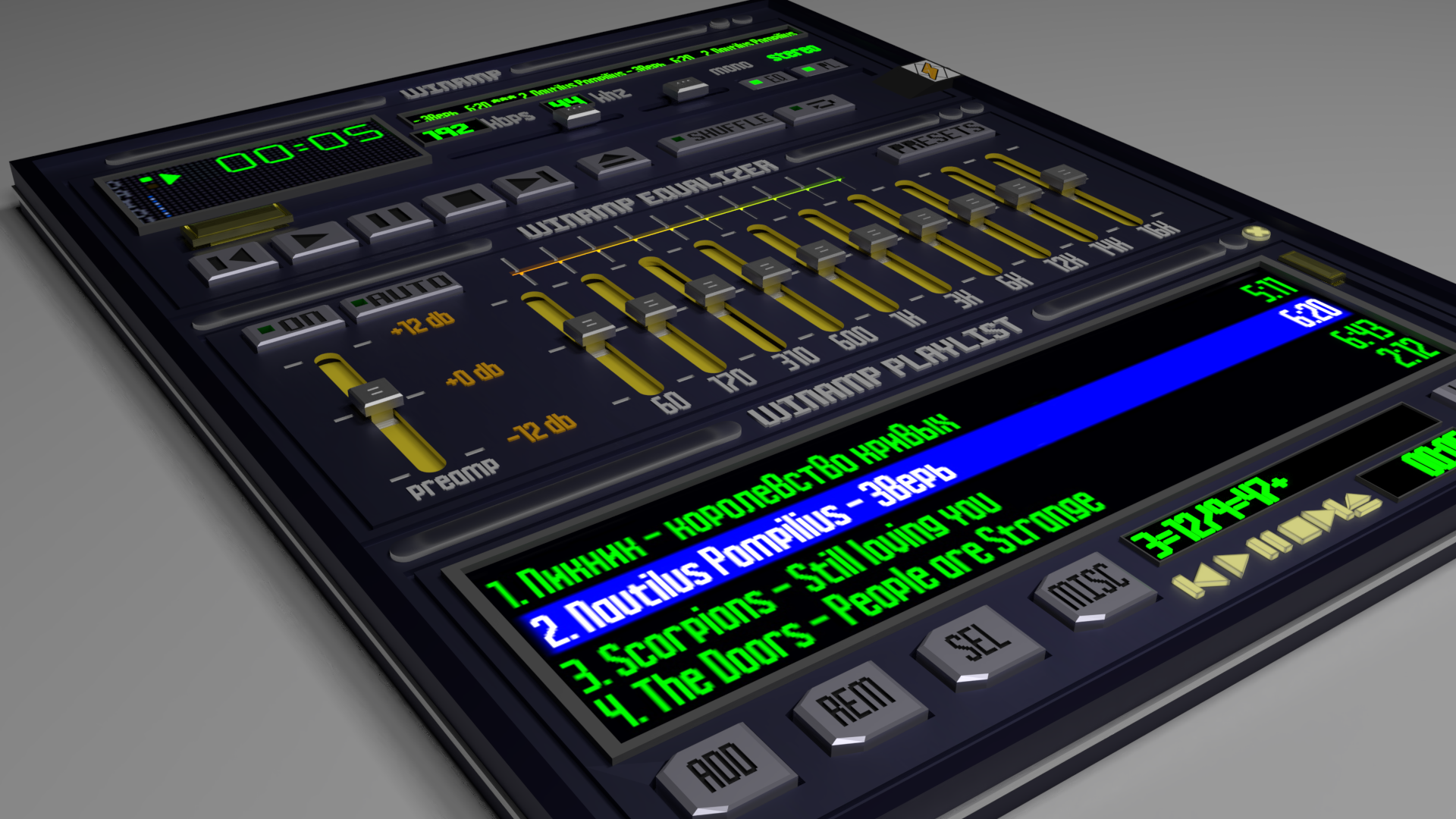 Winamp плеер - Моё, Winamp, 3D, Моделизм, Рендер, Blender, Графика, Плеер, Концепт, Длиннопост