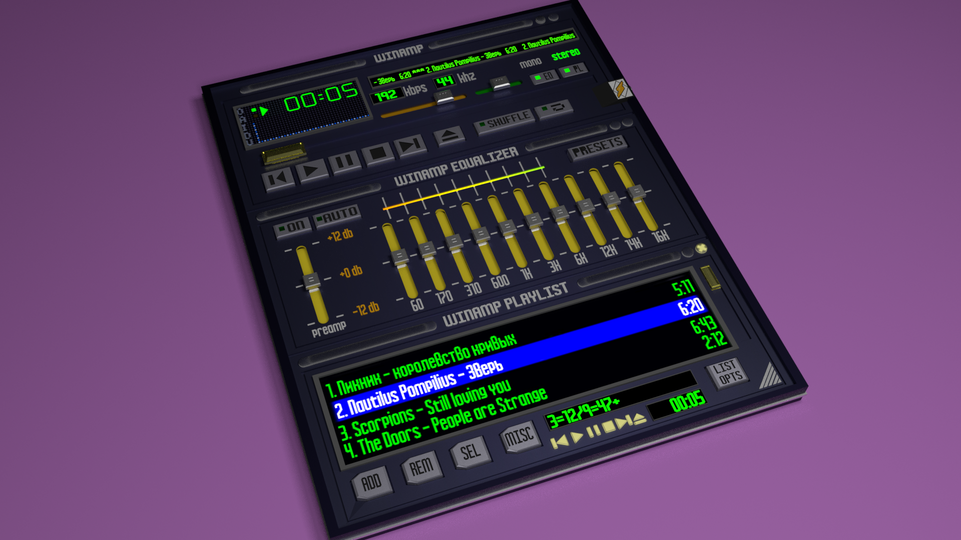 Winamp плеер - Моё, Winamp, 3D, Моделизм, Рендер, Blender, Графика, Плеер, Концепт, Длиннопост