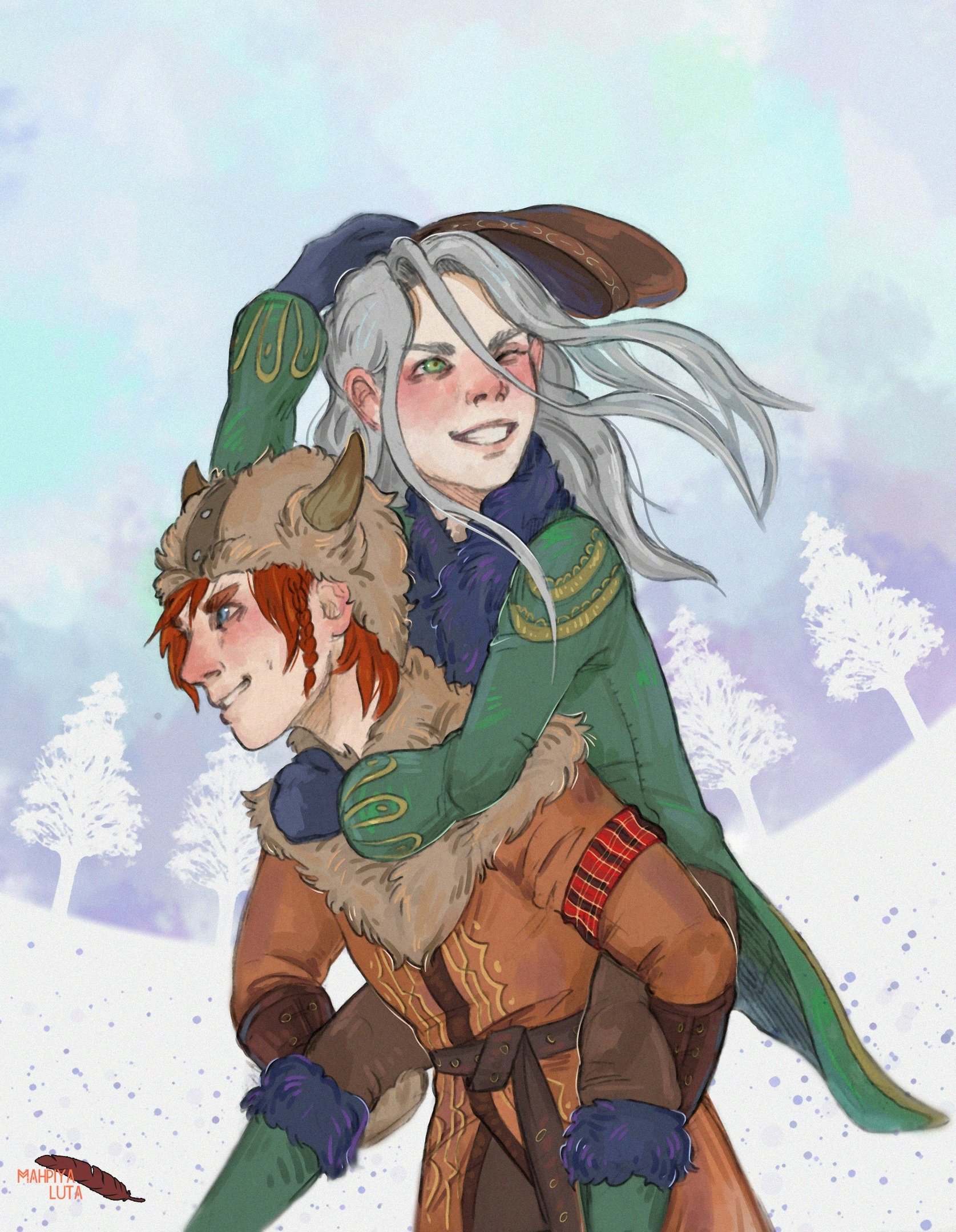 Ciri and Hjalmar by Mahpiya Luta - Ведьмак, Цири, Хьялмар, Башня ласточки, Арт, Длиннопост