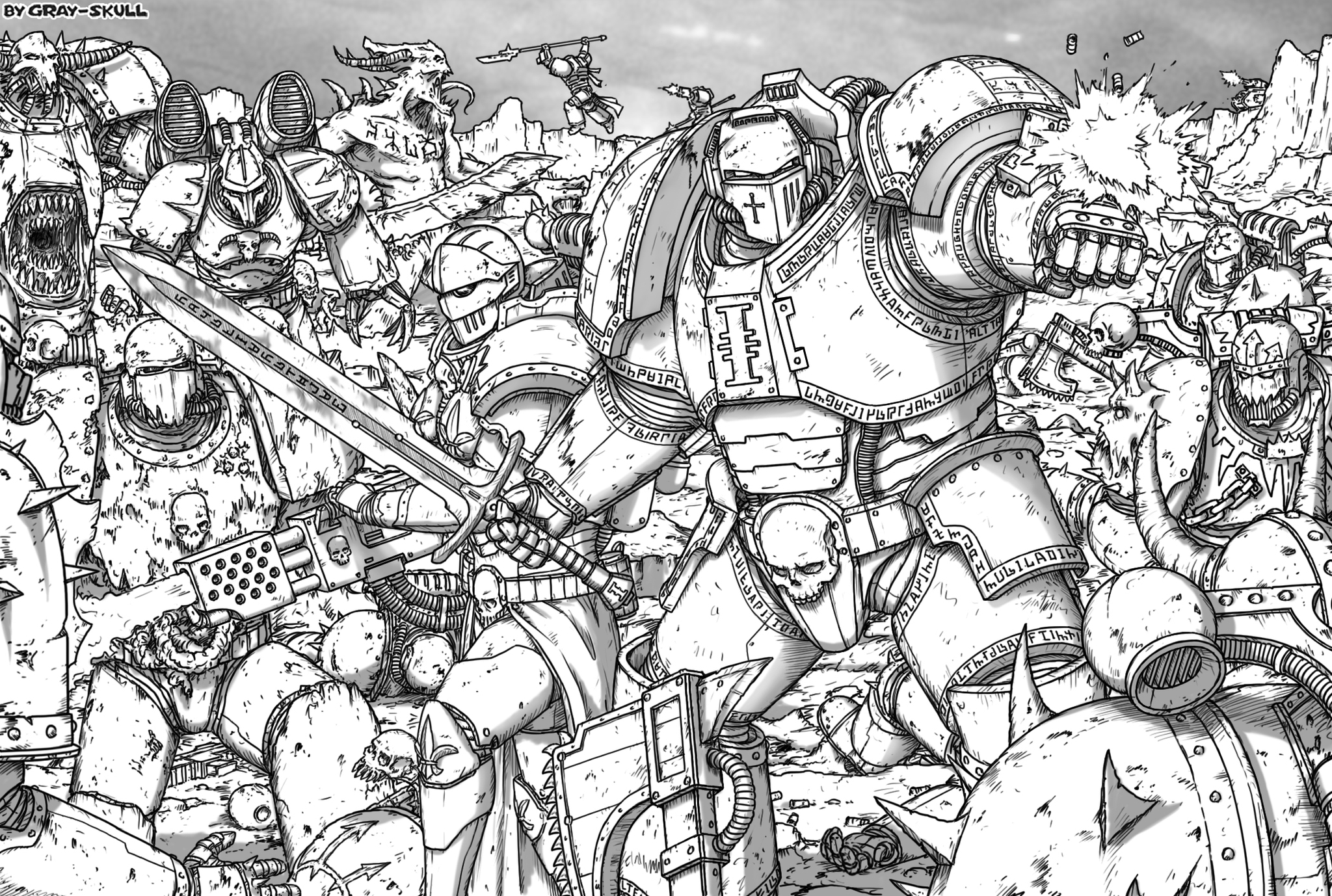 LAST STAND (by Gray-Skull) - Моё, Warhammer 40k, Gray-Skull, Grey Knights, Adepta Sororitas, Chaos Space marines, Imperium, Картинки, Арт