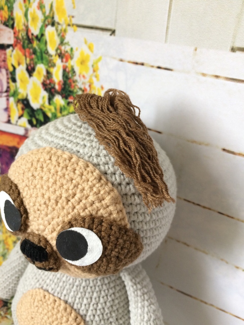 Sloth - My, Crochet, Sloth, Hobby, Needlework without process, Longpost