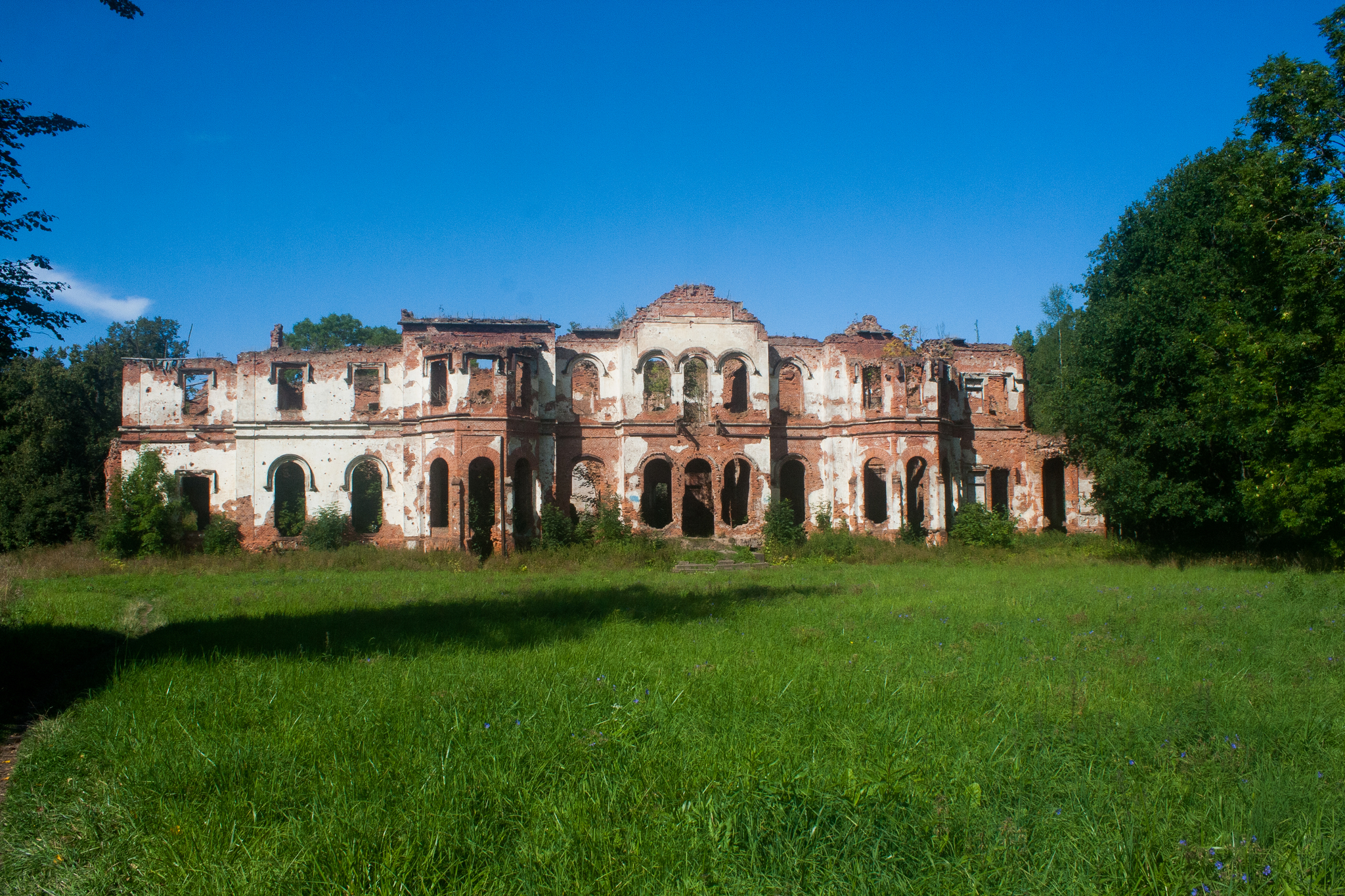 Заросший парк, а в нём старинный дом - разрушенная усадьба-дворец в деревне  Гостилицы. | Пикабу