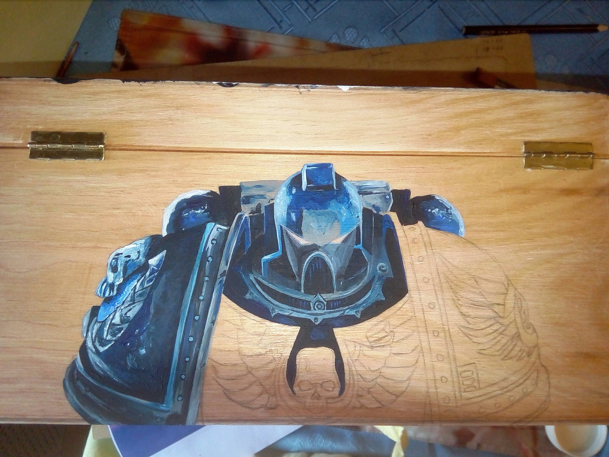 The box is half a year long. (Warhammer). - My, Warhammer 40k, Casket, Creation, Acrylic, To tears, Space Marine, Dreadnought, Longpost