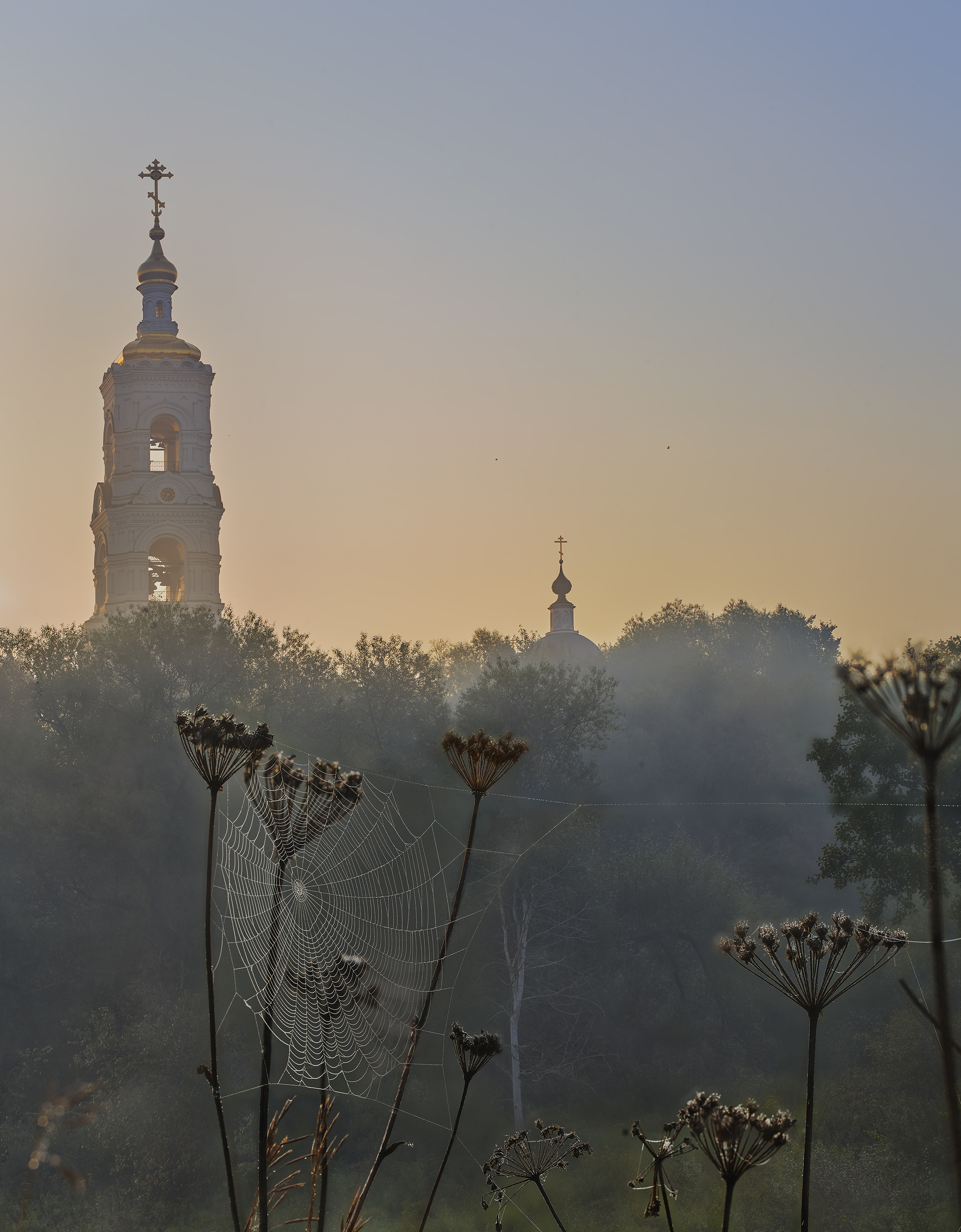 Morning. August - My, Morning, dawn, Fog, Pond, River, Temple, The photo, Longpost, Nature