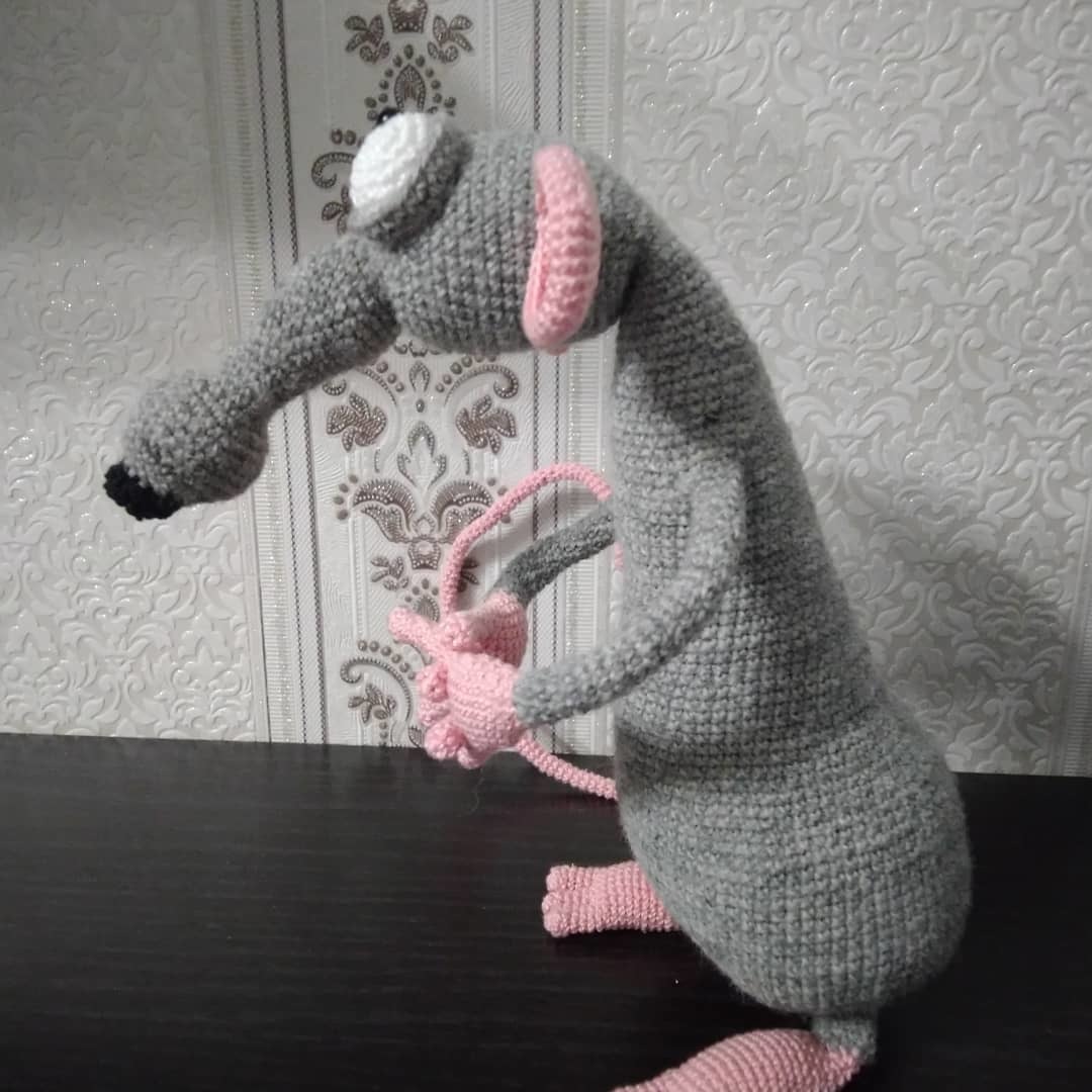 Crochet rat. - My, Interior toy, Crochet, Knitted toys, Longpost