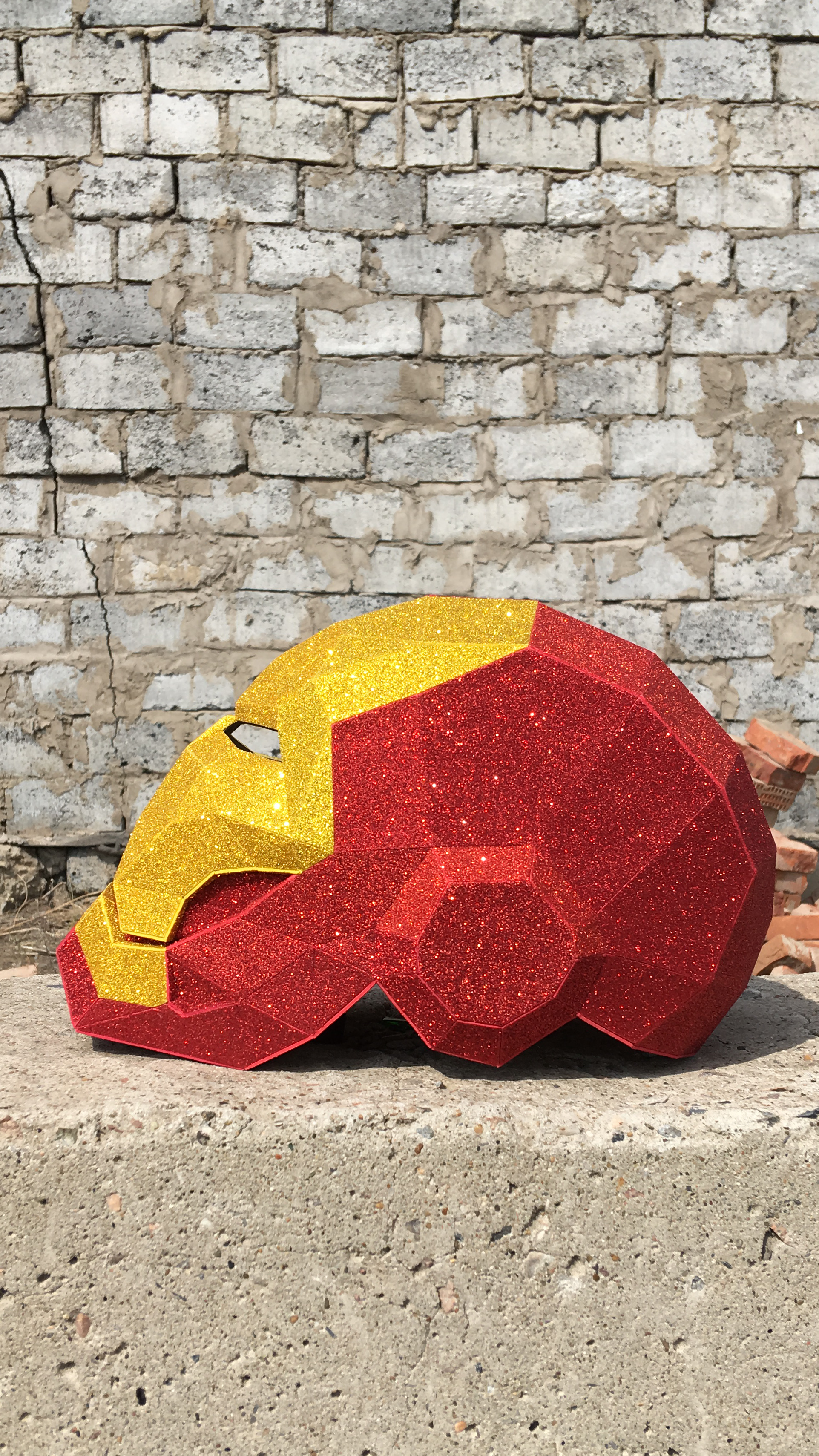 I glued myself an Iron Man helmet made of cardboard and foamiran - My, Pepakura, Papercraft, iron Man, Longpost